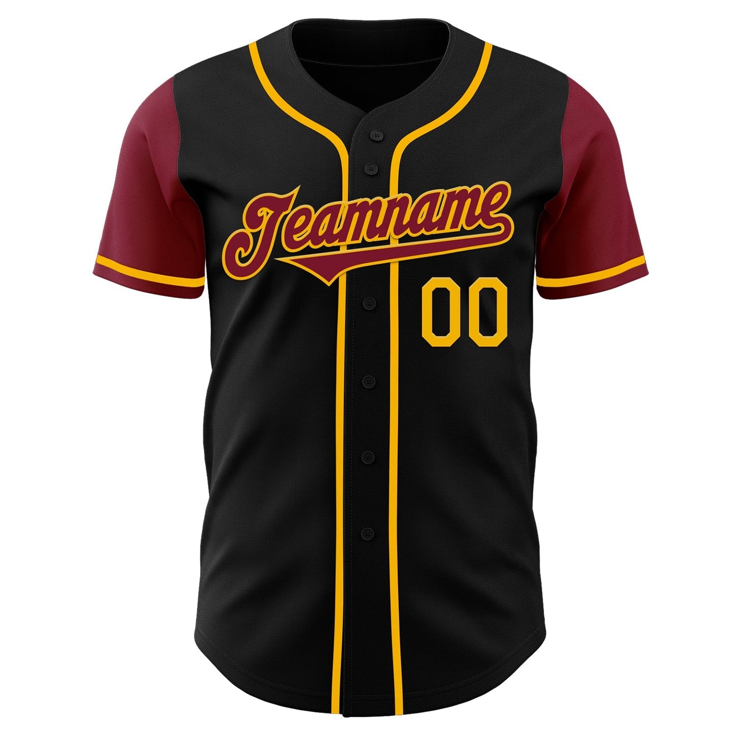 Custom Black Crimson-Gold Authentic Two Tone Baseball Jersey baseball jersey product view 2