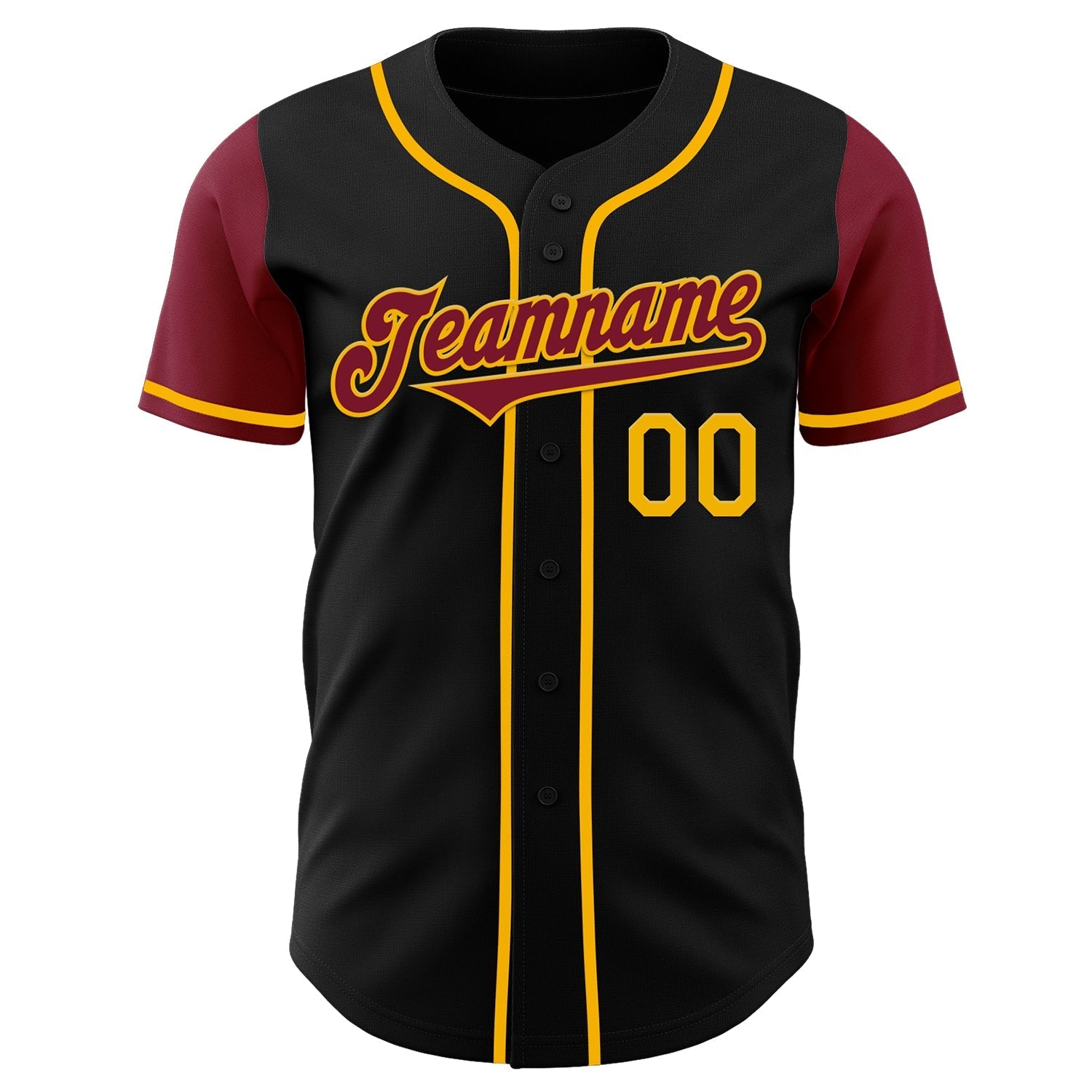 Custom Black Crimson-Gold Authentic Two Tone Baseball Jersey baseball jersey product view 2