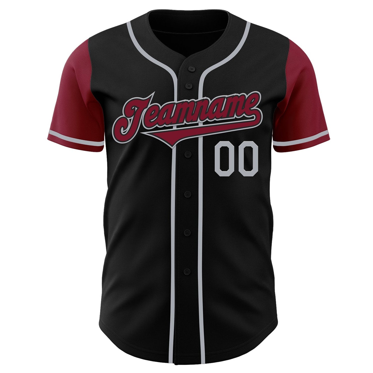 Custom Black Crimson-Gray Authentic Two Tone Baseball Jersey baseball jersey product view 2