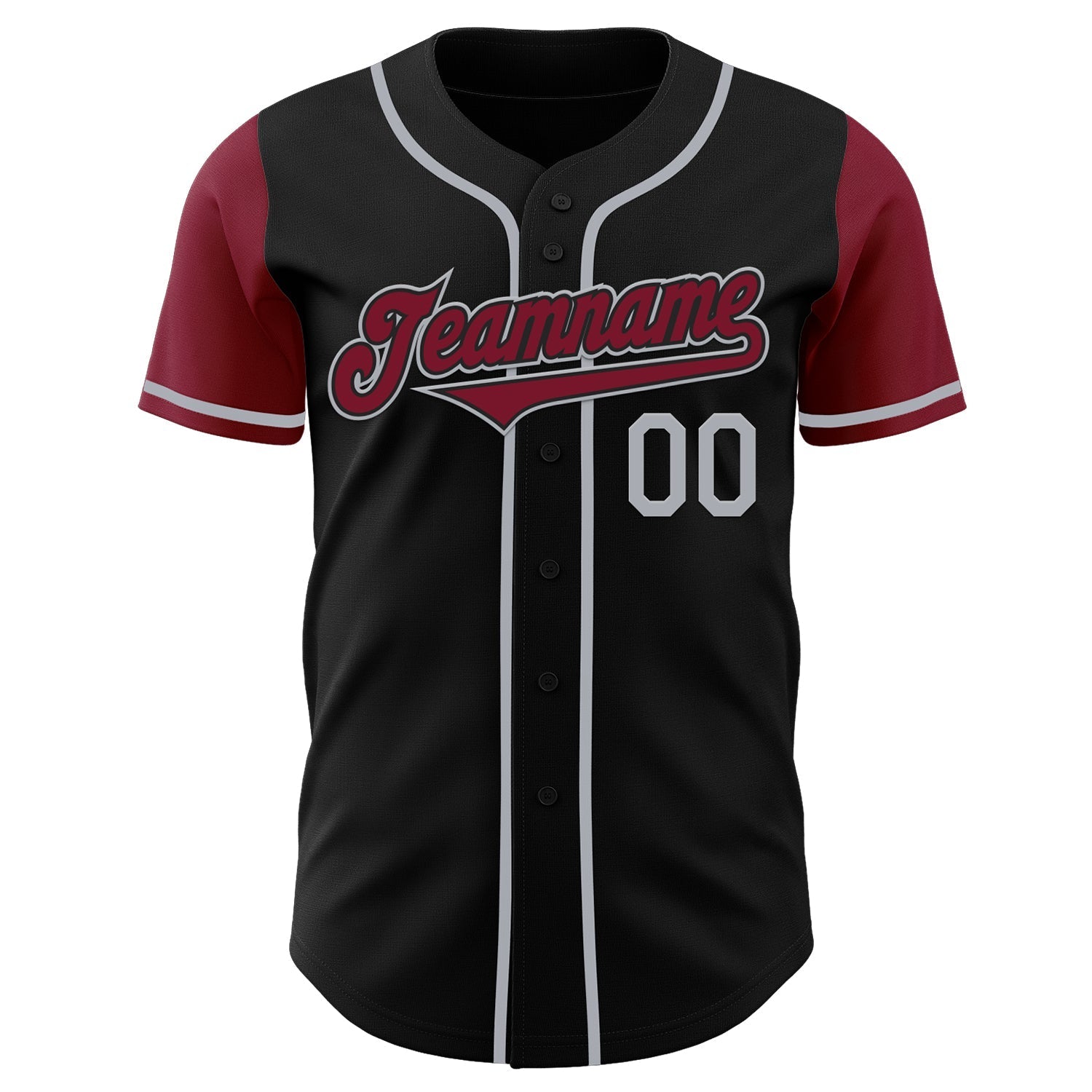 Custom Black Crimson-Gray Authentic Two Tone Baseball Jersey baseball jersey product view 2