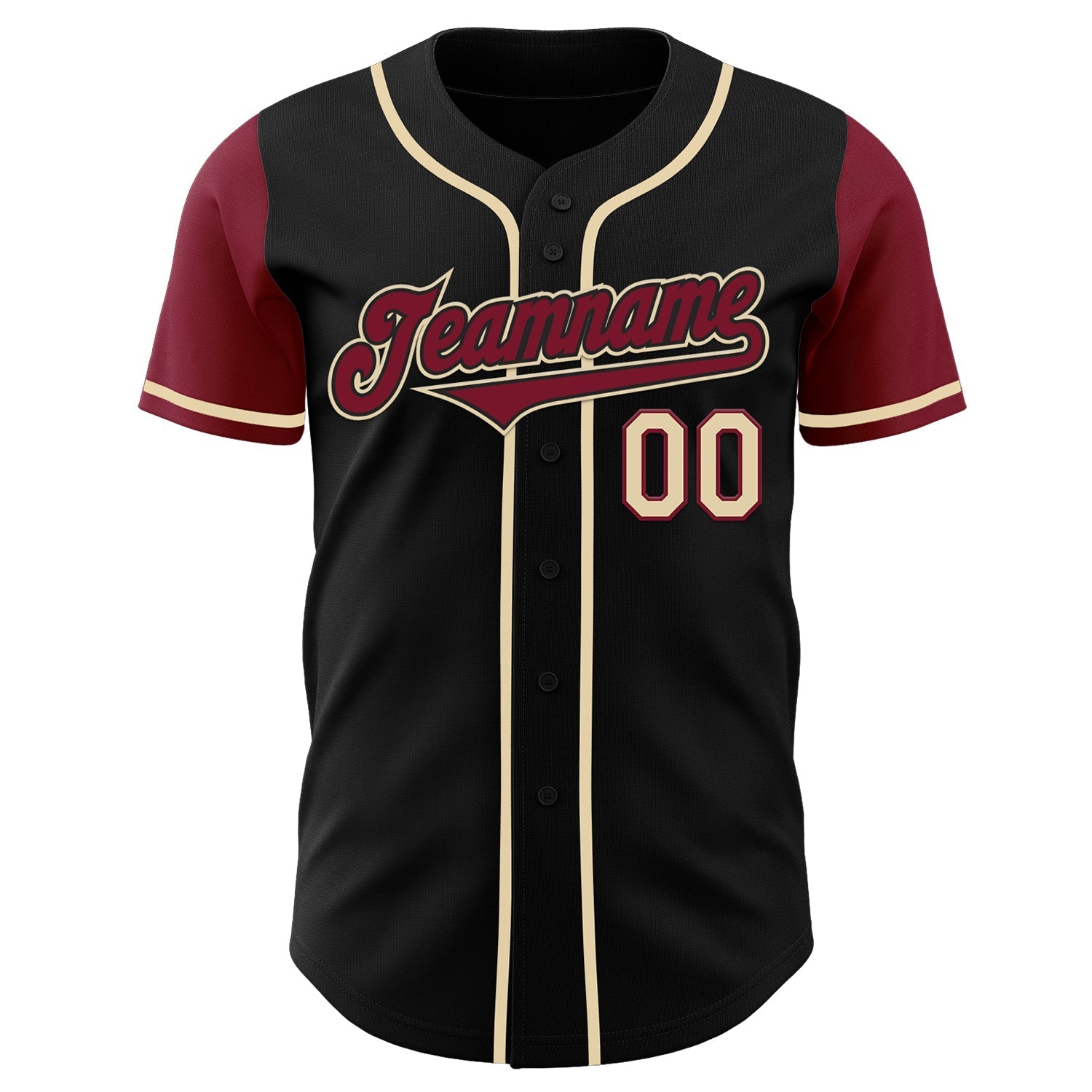 Custom Black Crimson-Cream Authentic Two Tone Baseball Jersey baseball jersey product view 2