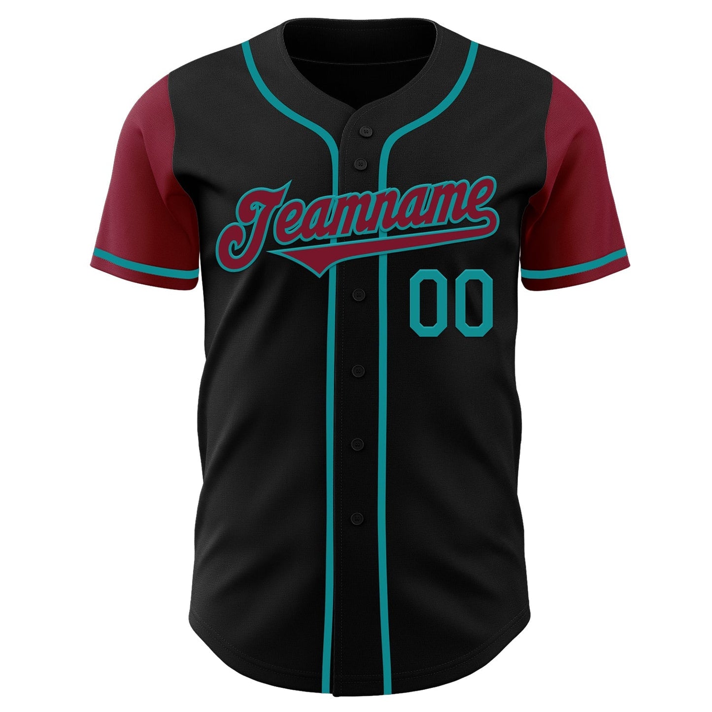 Custom Black Crimson-Teal Authentic Two Tone Baseball Jersey baseball jersey product view 2