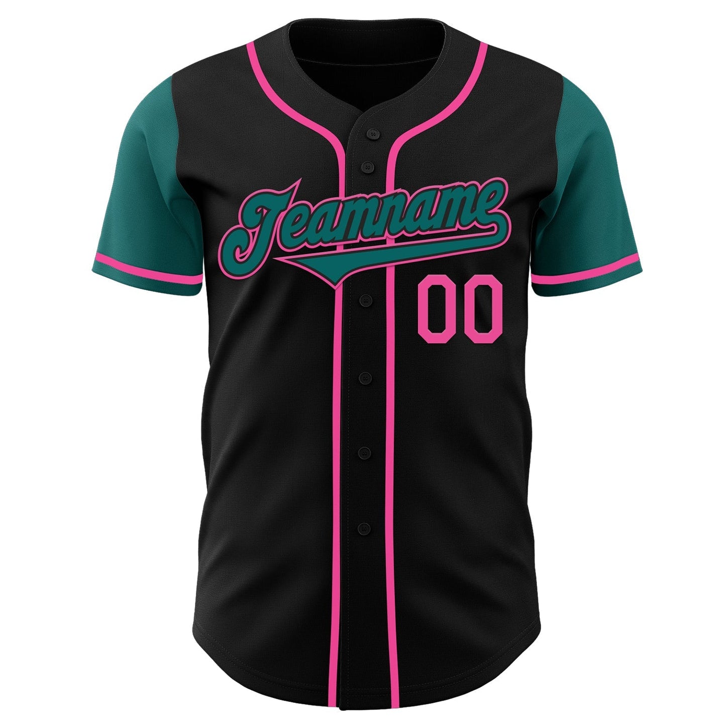 Custom Black Teal-Pink Authentic Two Tone Baseball Jersey baseball jersey product view 2