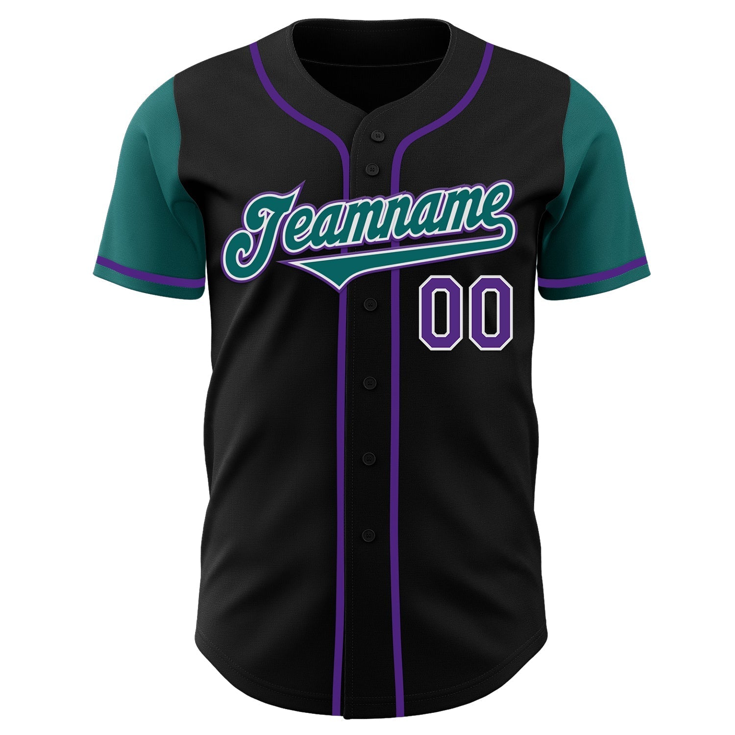 Custom Black Teal-Purple Authentic Two Tone Baseball Jersey baseball jersey product view 2