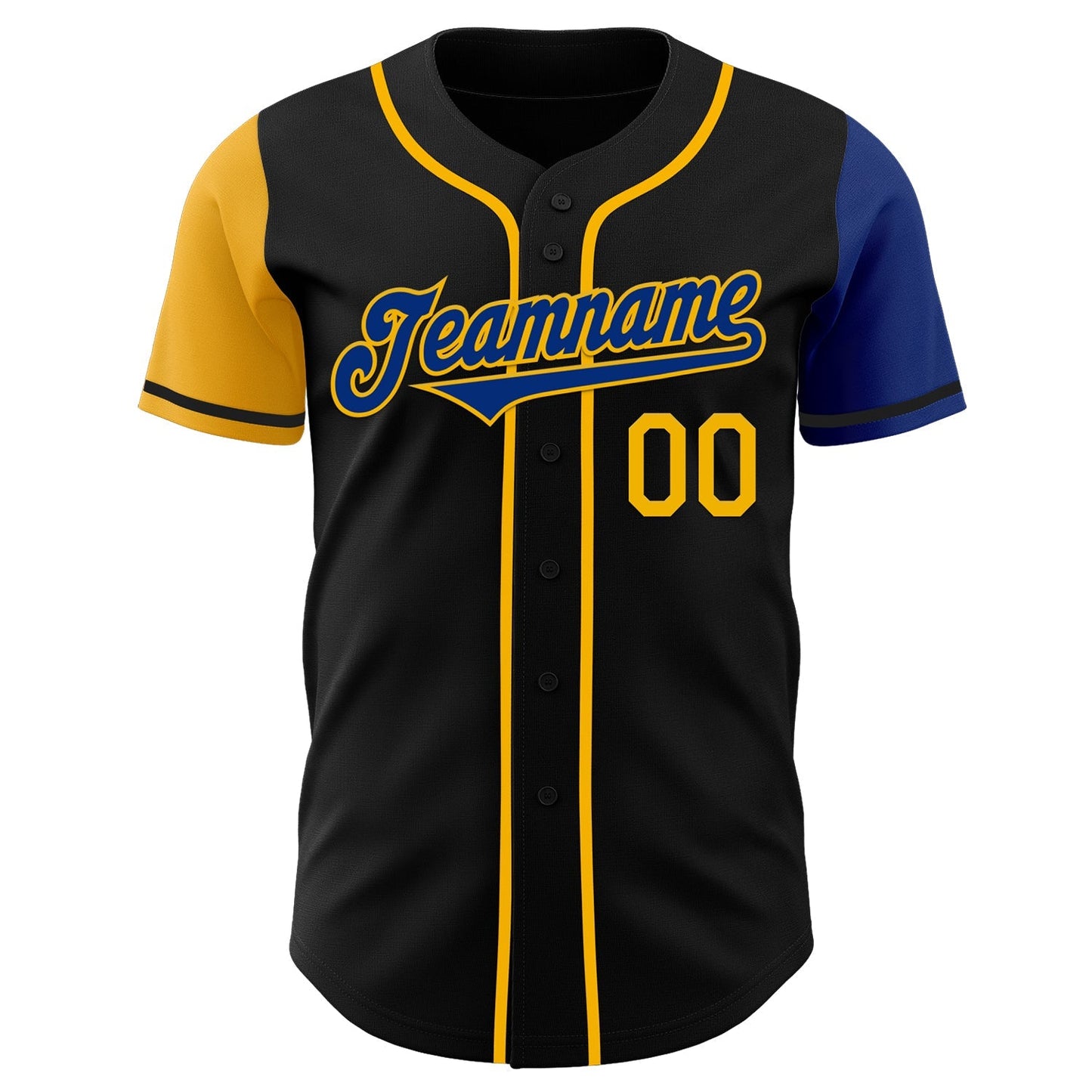 Custom Black Royal-Gold Authentic Two Tone Baseball Jersey baseball jersey product view 2