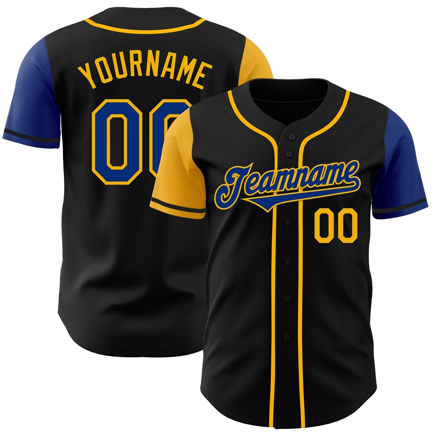 Custom Black Royal-Gold Authentic Two Tone Baseball Jersey baseball jersey product view 1