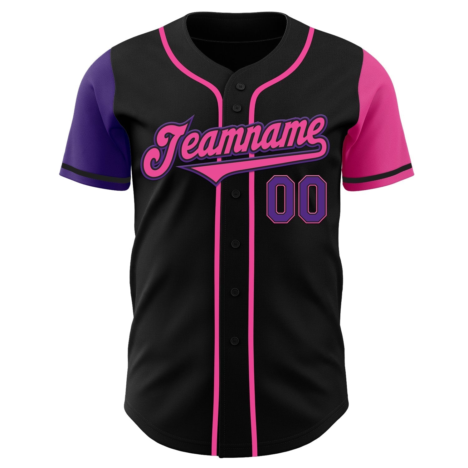 Custom Black Purple-Pink Authentic Two Tone Baseball Jersey baseball jersey product view 2