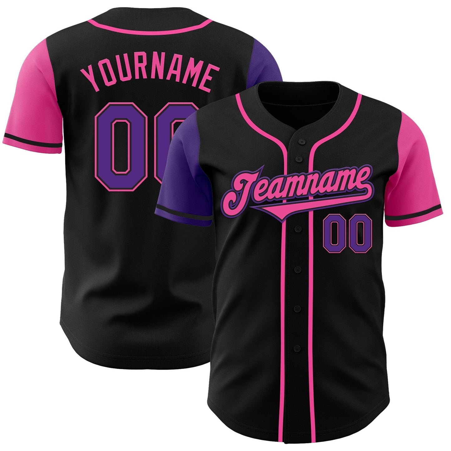 Custom Black Purple-Pink Authentic Two Tone Baseball Jersey baseball jersey product view 1