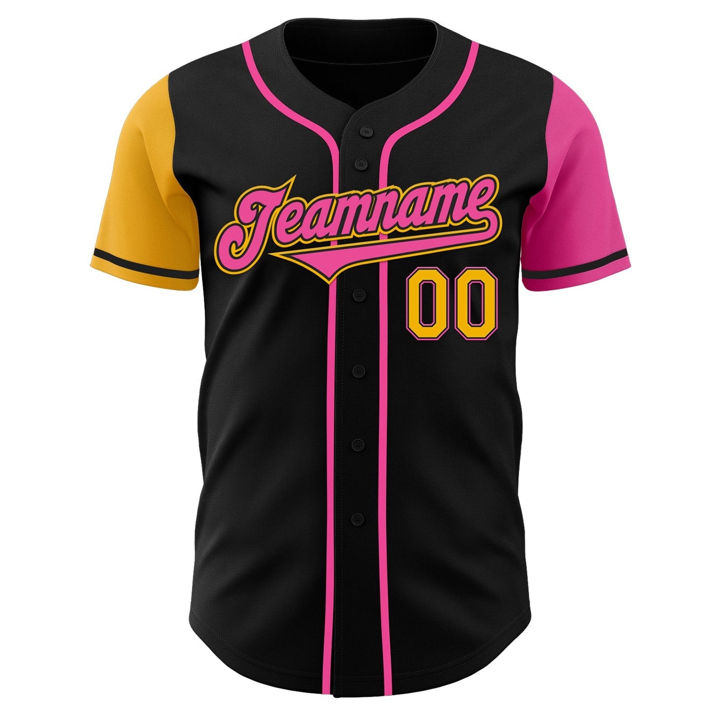 Custom Black Gold-Pink Authentic Two Tone Baseball Jersey baseball jersey product view 2