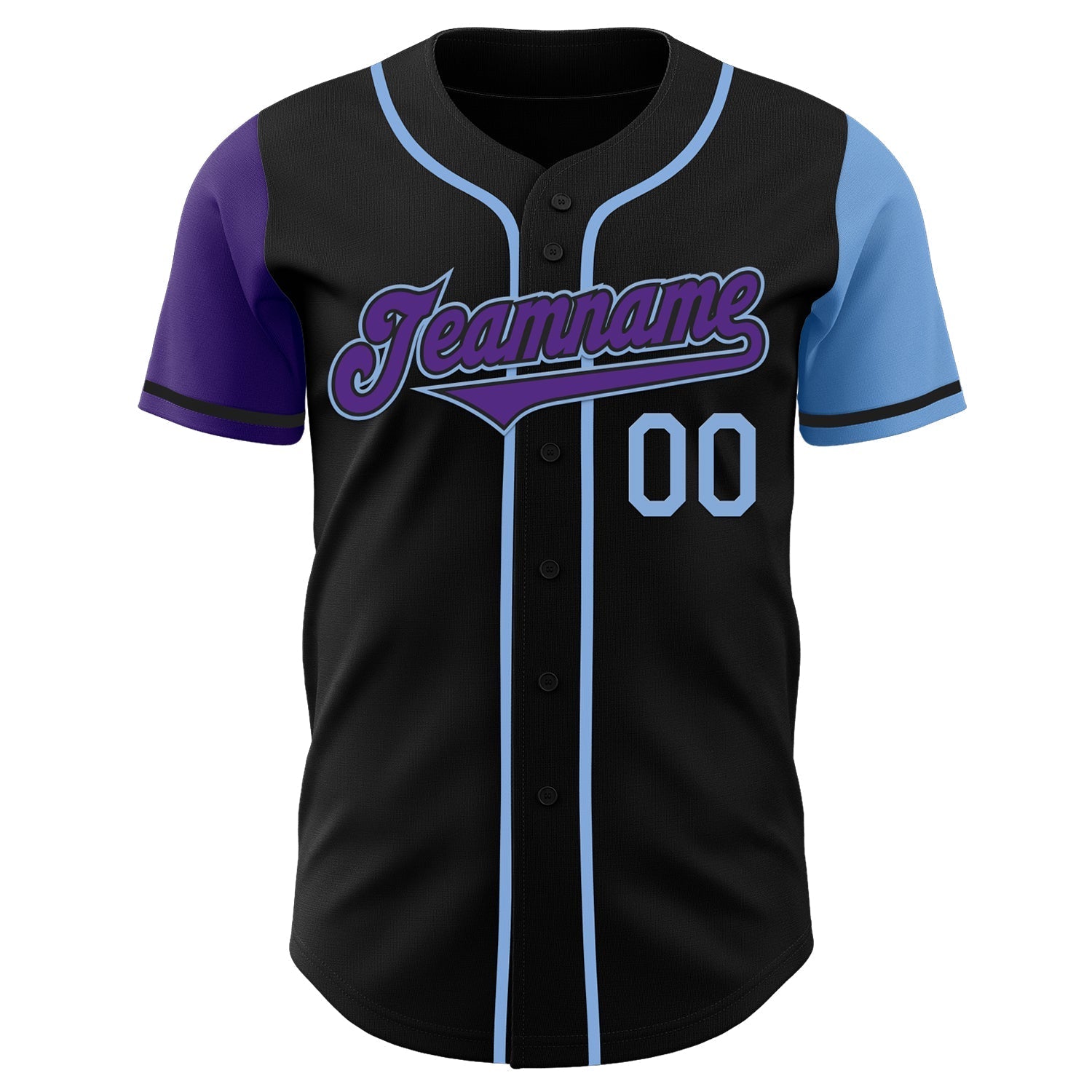 Custom Black Purple-Light Blue Authentic Two Tone Baseball Jersey baseball jersey product view 2