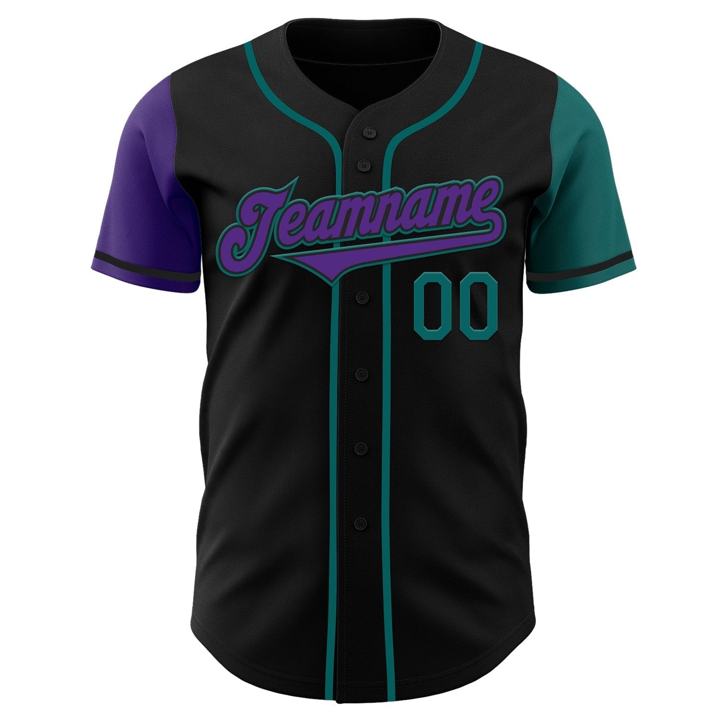 Custom Black Purple-Teal Authentic Two Tone Baseball Jersey baseball jersey product view 2