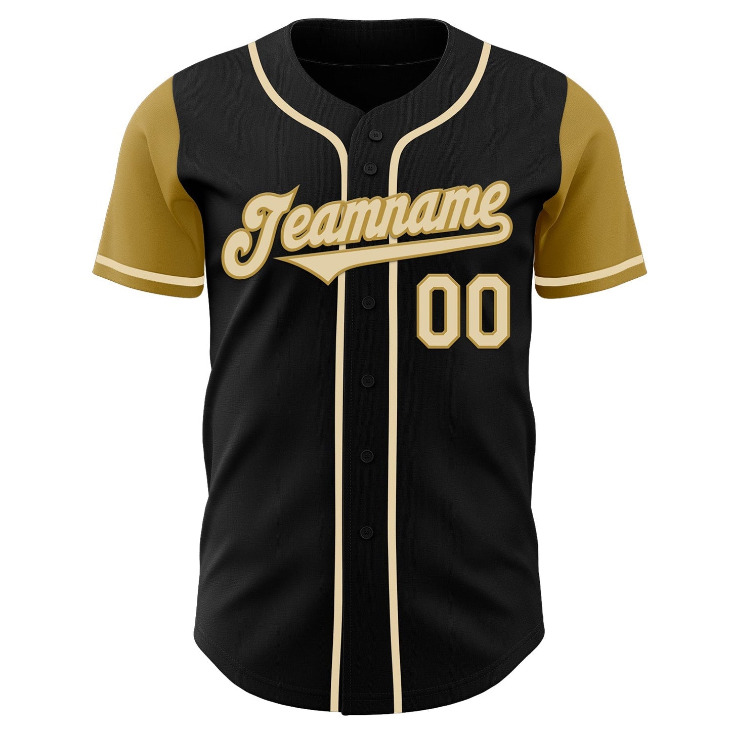 Custom Black Cream-Old Gold Authentic Two Tone Baseball Jersey baseball jersey product view 2