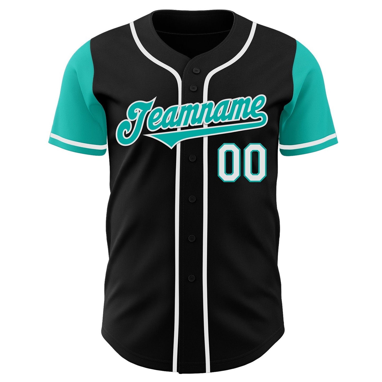 Custom Black Aqua-White Authentic Two Tone Baseball Jersey baseball jersey product view 2
