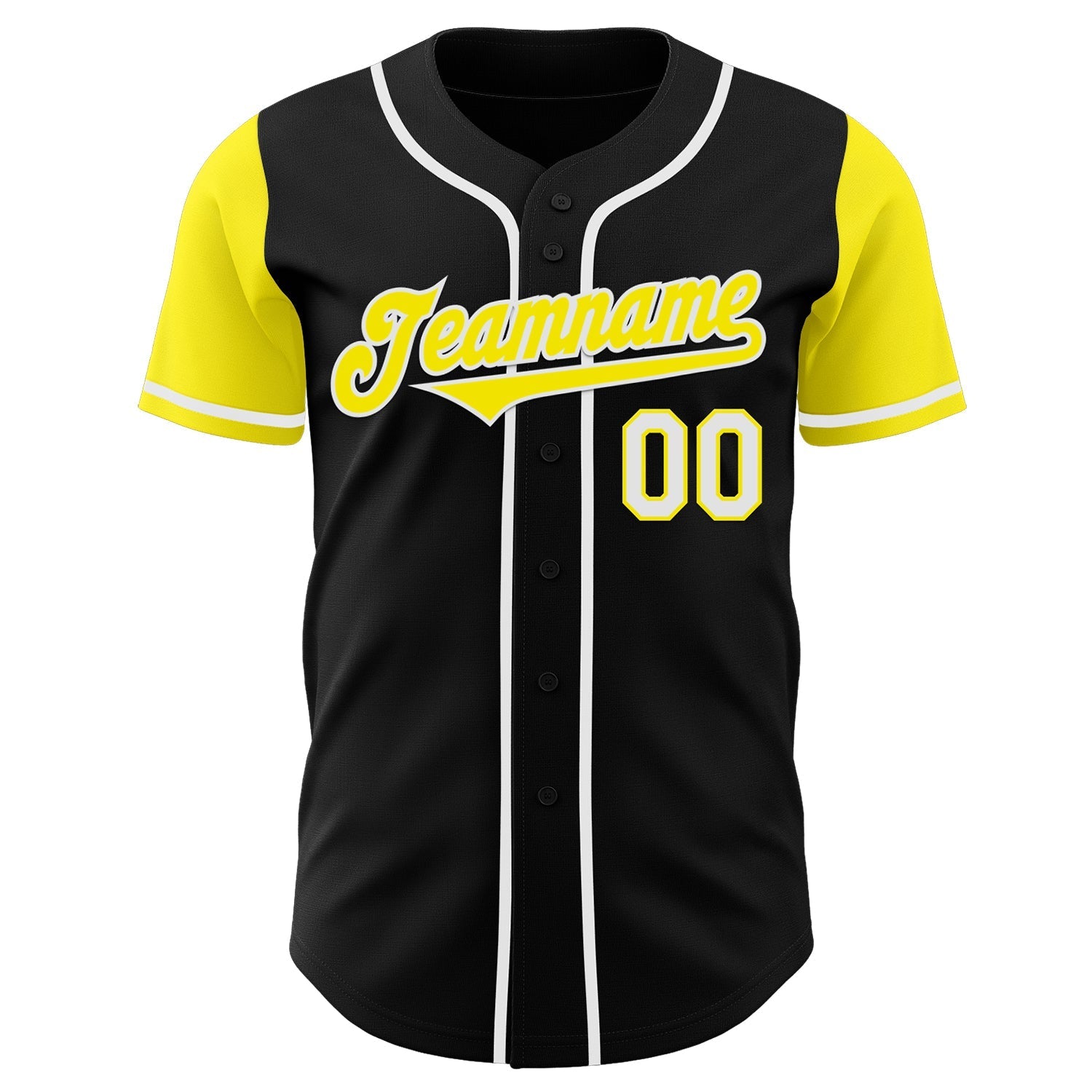 Custom Black Light Yellow-White Authentic Two Tone Baseball Jersey baseball jersey product view 2
