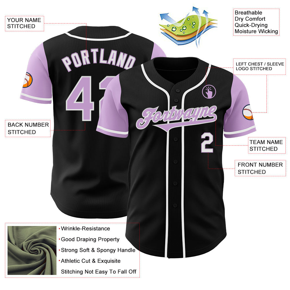 Custom Black Light Purple-White Authentic Two Tone Baseball Jersey baseball jersey product view 3
