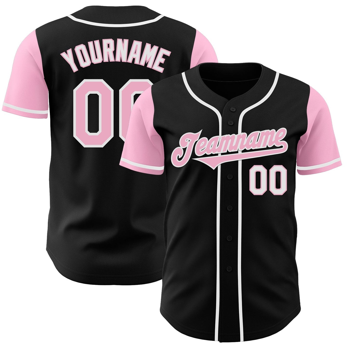 Custom Black Light Pink-White Authentic Two Tone Baseball Jersey baseball jersey product view 1