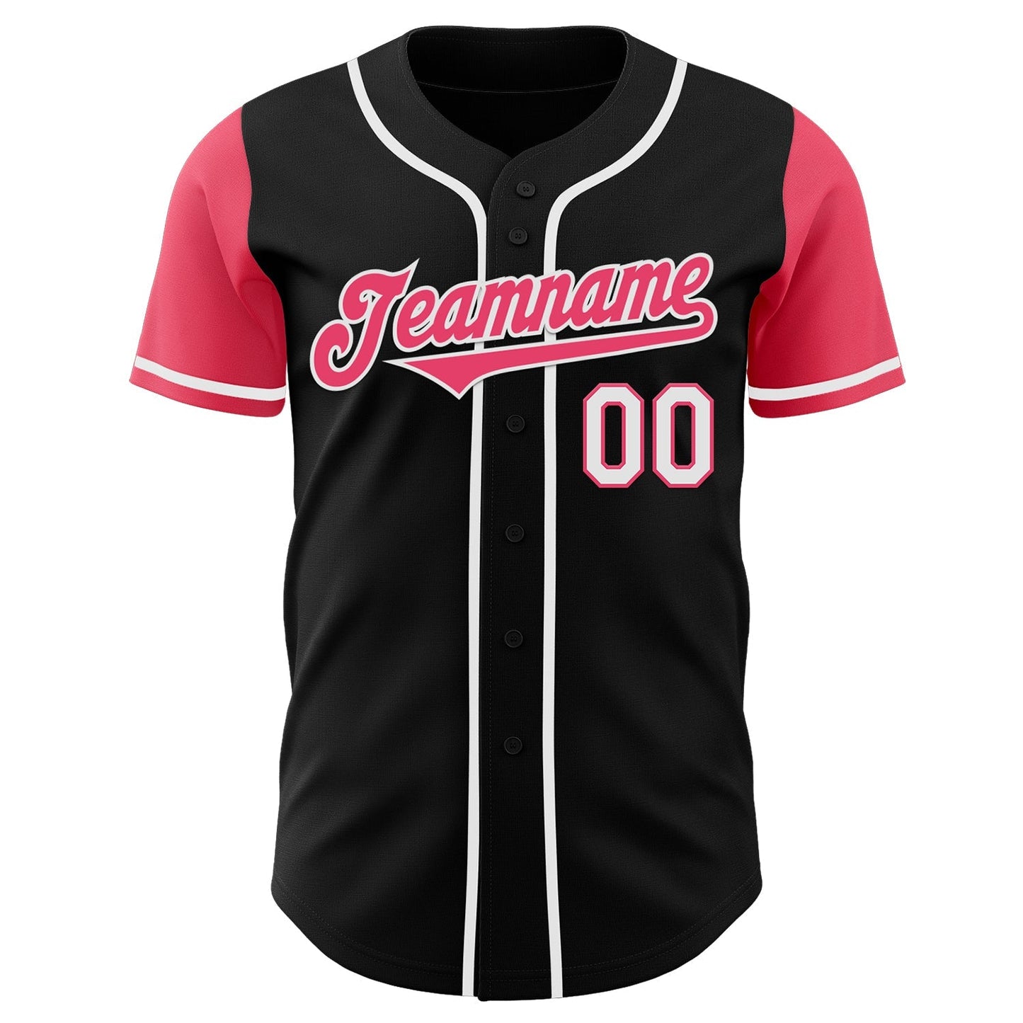 Custom Black Neon Pink-White Authentic Two Tone Baseball Jersey baseball jersey product view 2