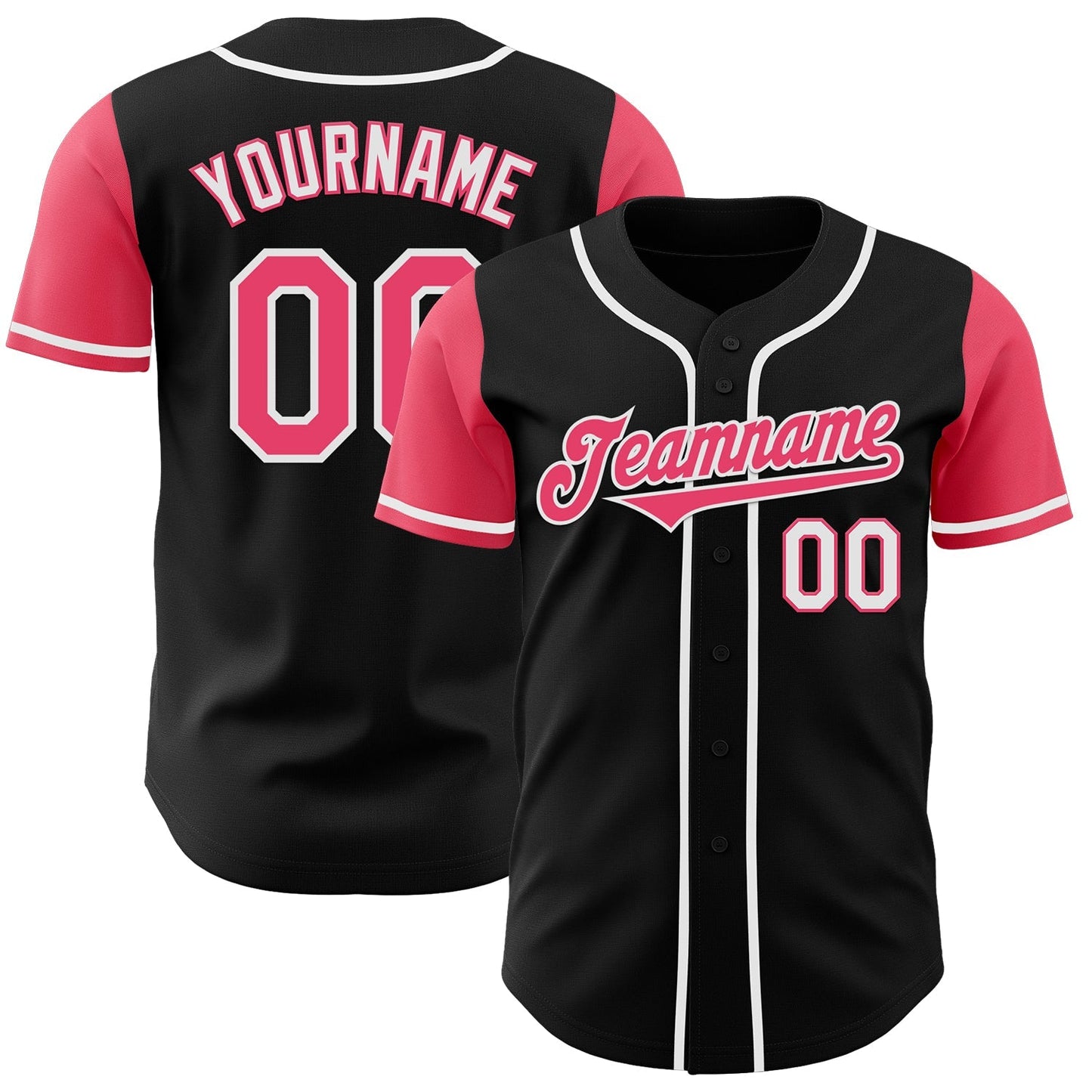 Custom Black Neon Pink-White Authentic Two Tone Baseball Jersey baseball jersey product view 1