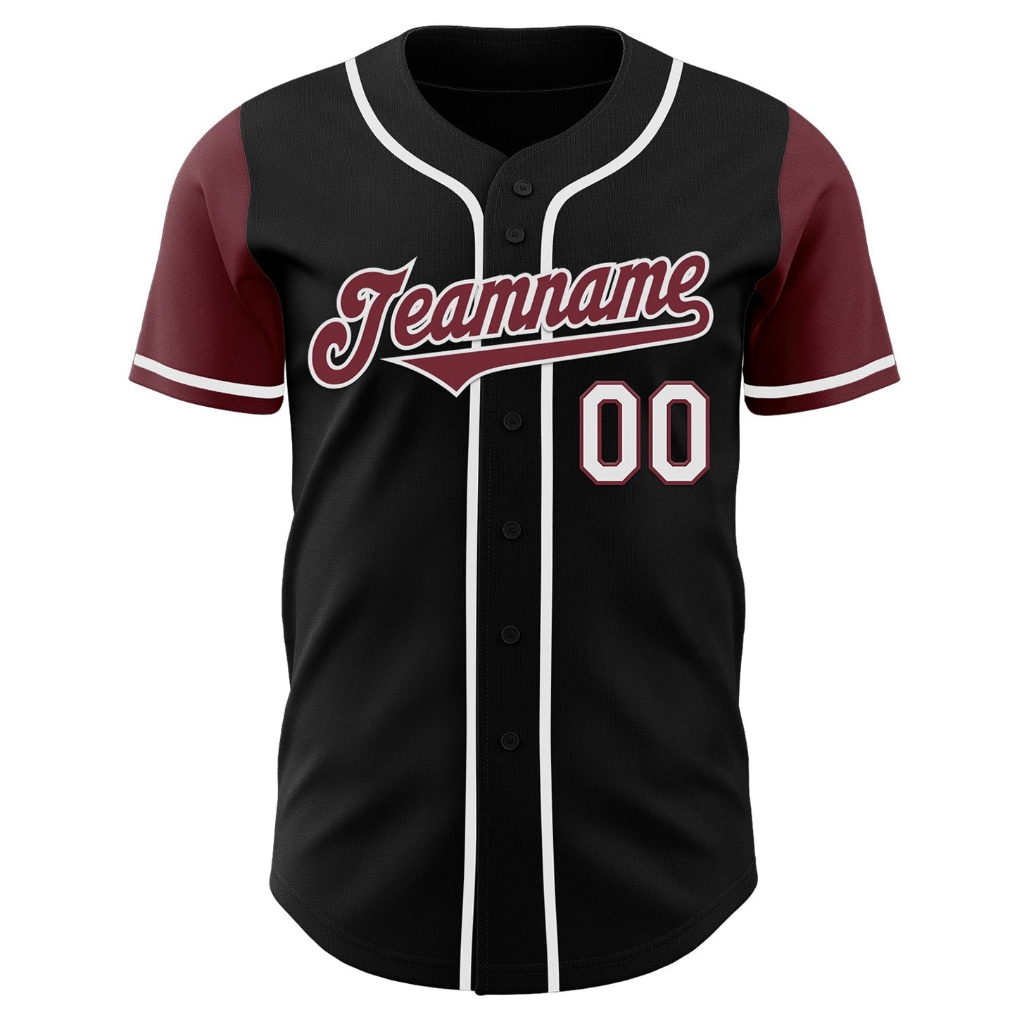 Custom Black Burgundy-White Authentic Two Tone Baseball Jersey baseball jersey product view 2