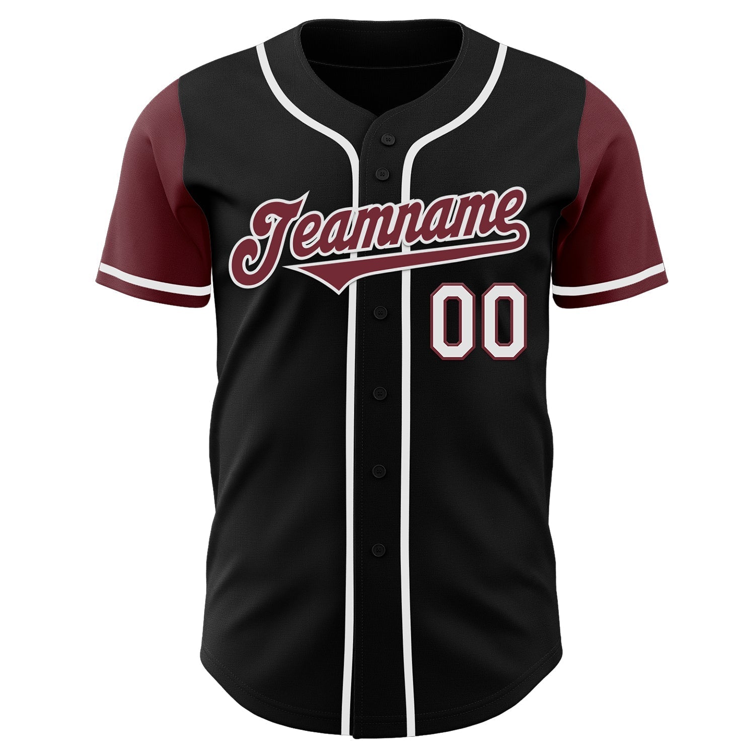 Custom Black Burgundy-White Authentic Two Tone Baseball Jersey baseball jersey product view 2