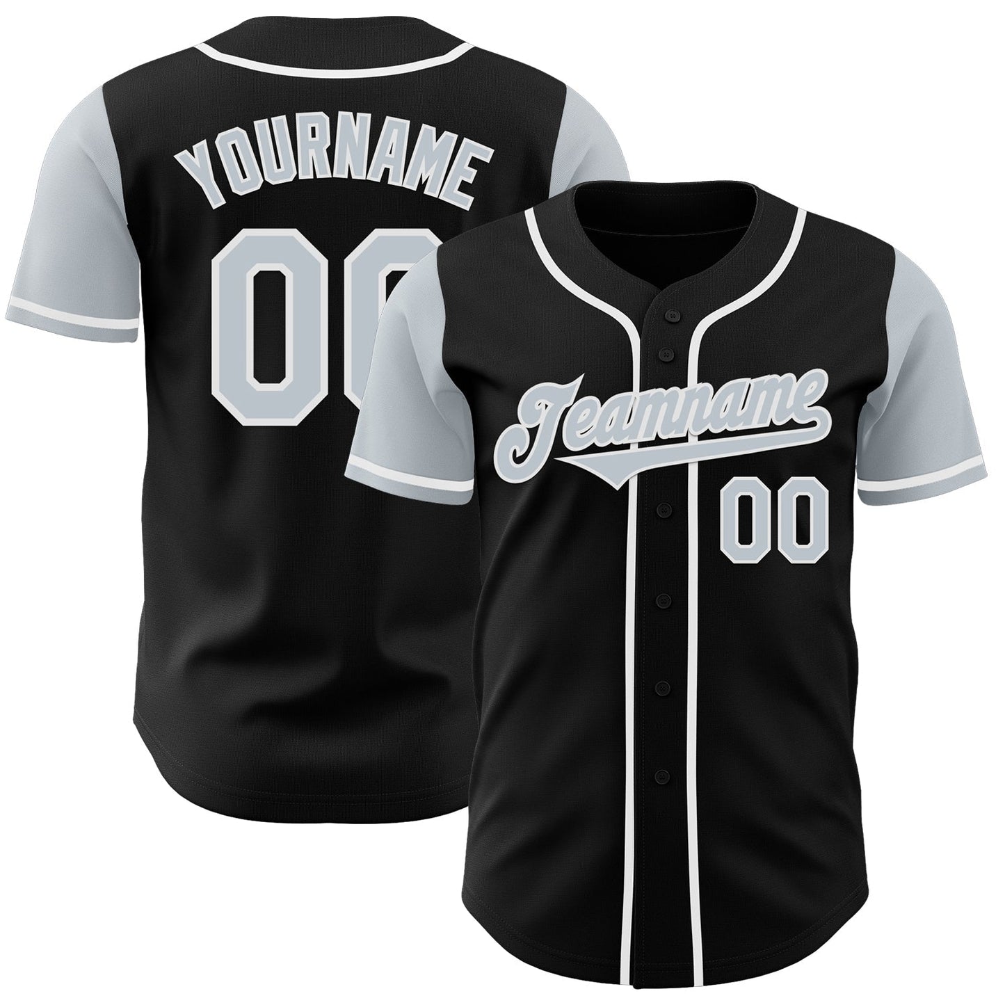 Custom Black Silver-White Authentic Two Tone Baseball Jersey baseball jersey product view 1