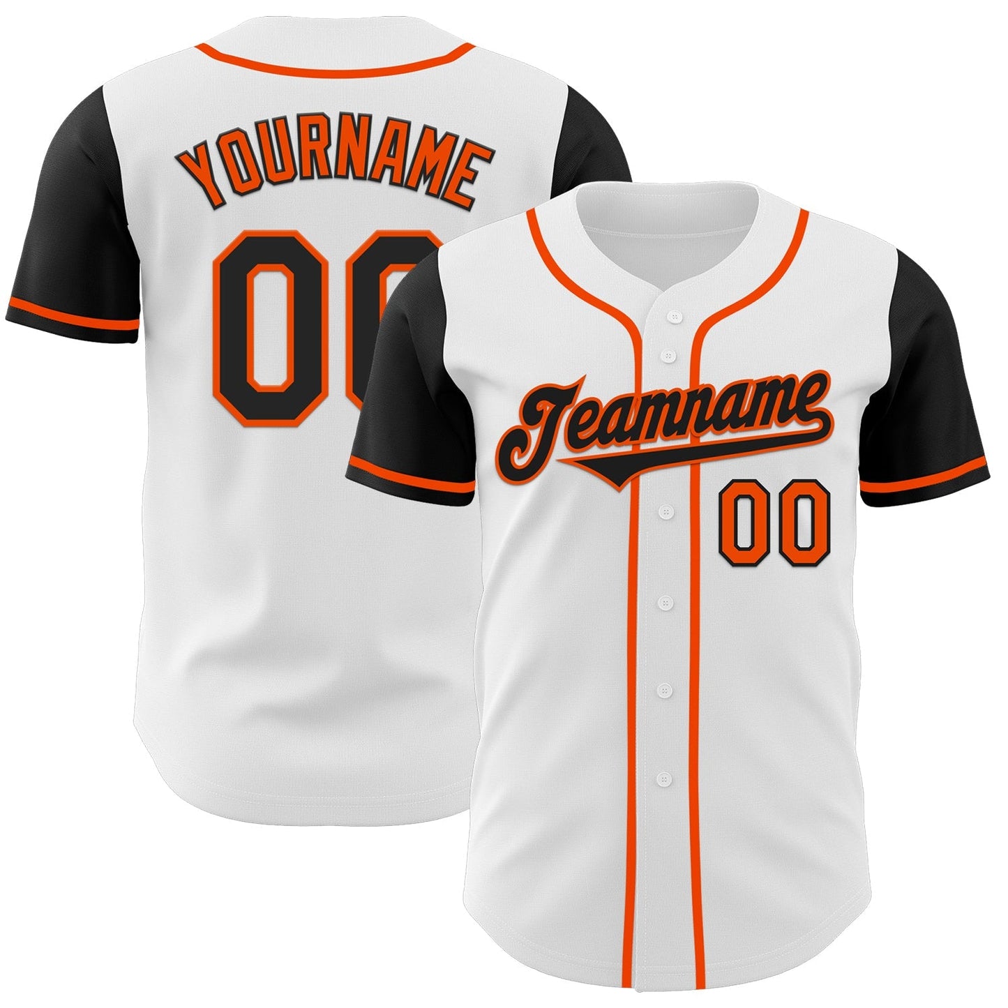 Custom White Black-Orange Authentic Two Tone Baseball Jersey baseball jersey product view 1