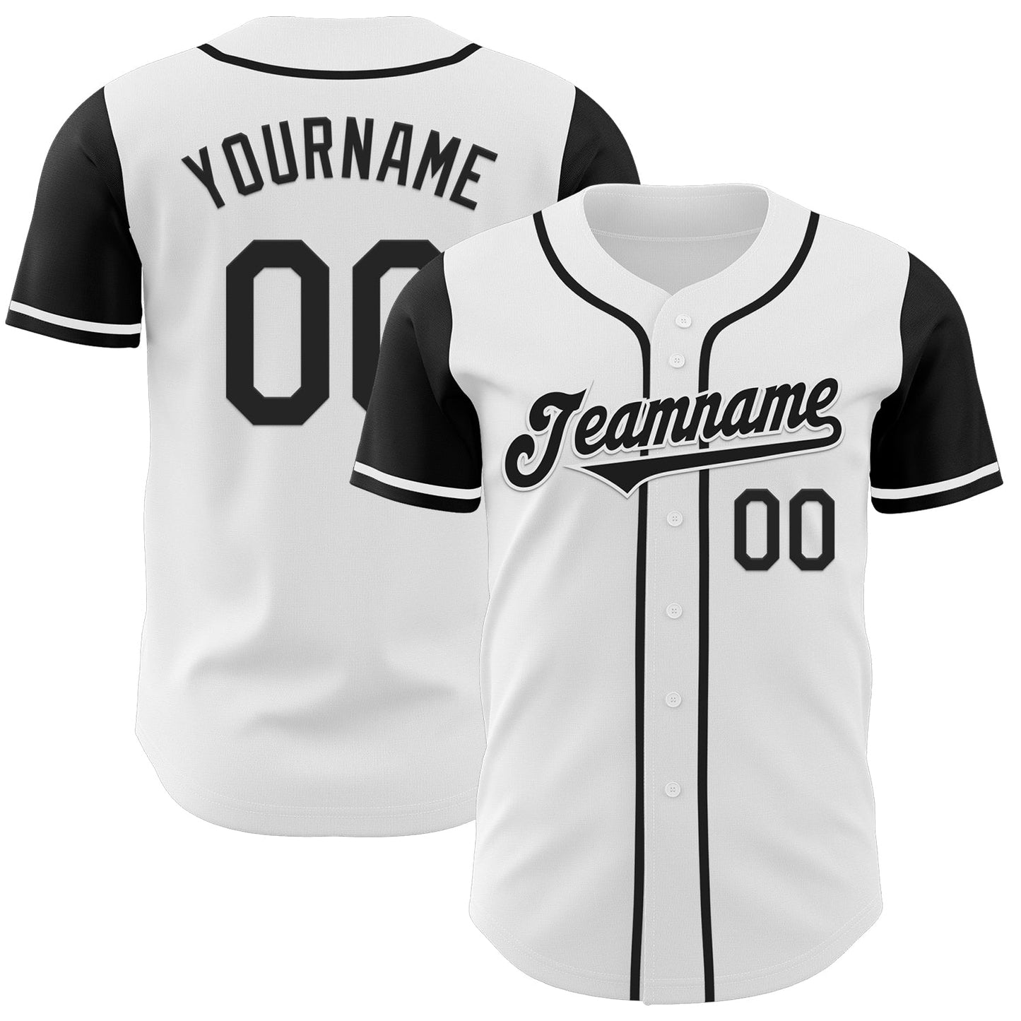 Custom White Black Authentic Two Tone Baseball Jersey baseball jersey product view 1