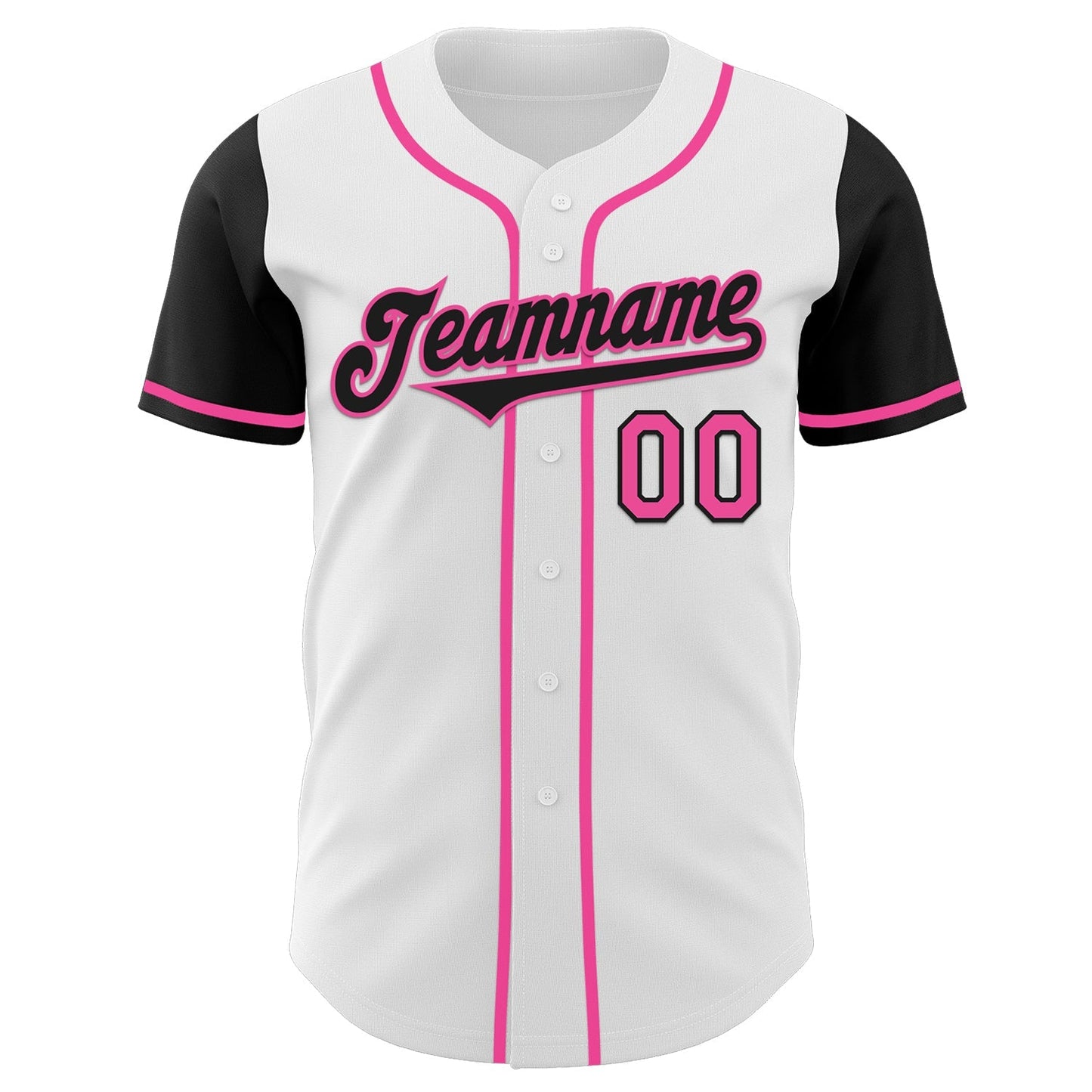 Custom White Black-Pink Authentic Two Tone Baseball Jersey baseball jersey product view 2