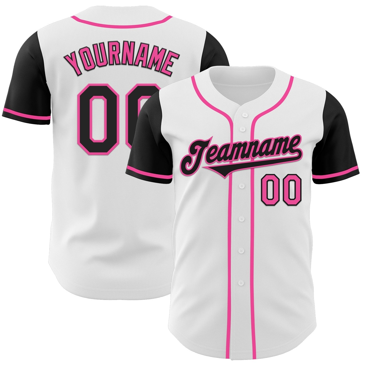 Custom White Black-Pink Authentic Two Tone Baseball Jersey baseball jersey product view 1