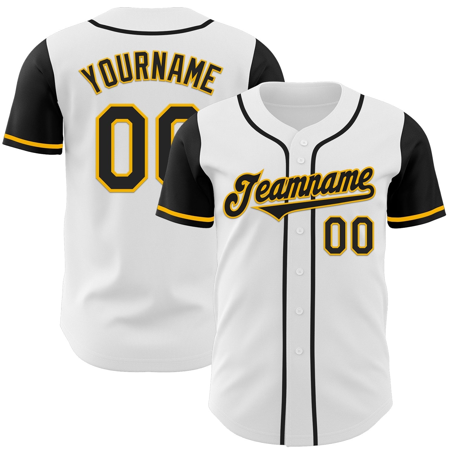 Custom White Black-Gold Authentic Two Tone Baseball Jersey baseball jersey product view 1