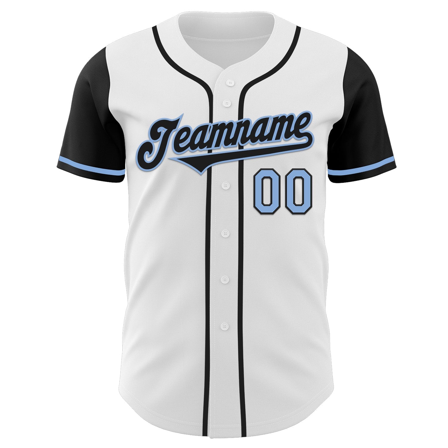 Custom White Black-Light Blue Authentic Two Tone Baseball Jersey baseball jersey product view 2