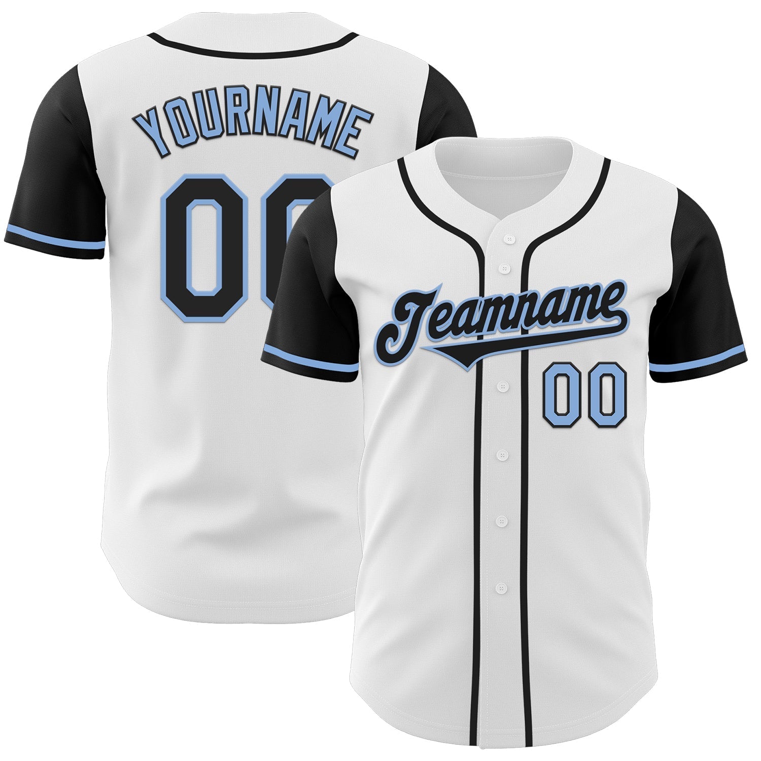 Custom White Black-Light Blue Authentic Two Tone Baseball Jersey baseball jersey product view 1