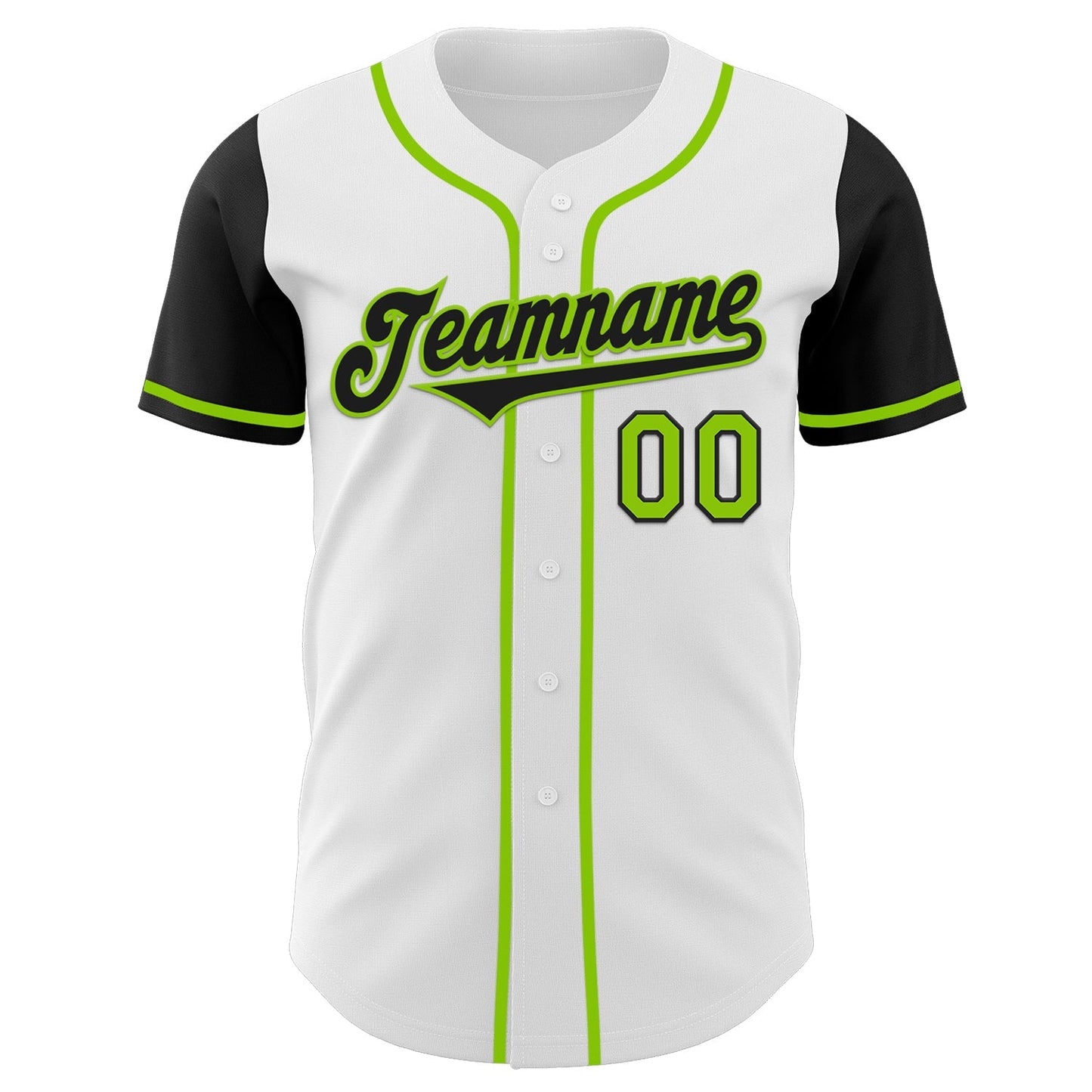 Custom White Black-Neon Green Authentic Two Tone Baseball Jersey baseball jersey product view 2