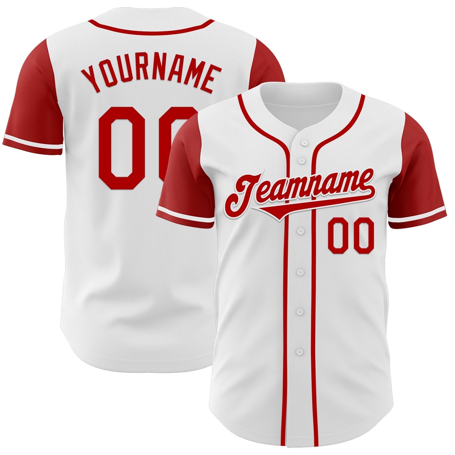 Custom White Red Authentic Two Tone Baseball Jersey baseball jersey product view 1
