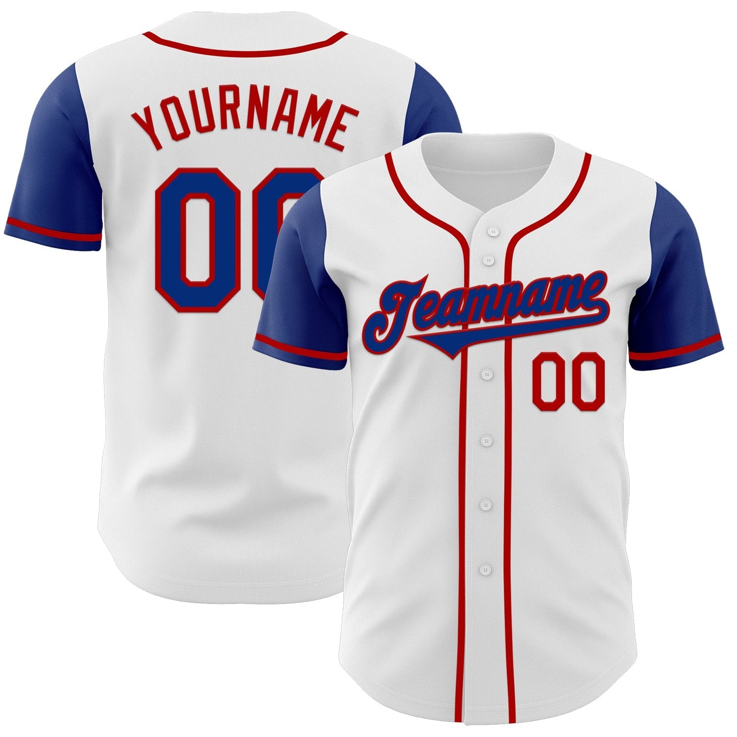 Custom White Royal-Red Authentic Two Tone Baseball Jersey baseball jersey product view 1