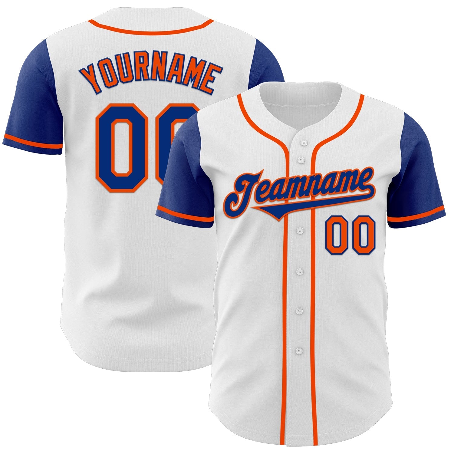 Custom White Royal-Orange Authentic Two Tone Baseball Jersey baseball jersey product view 1