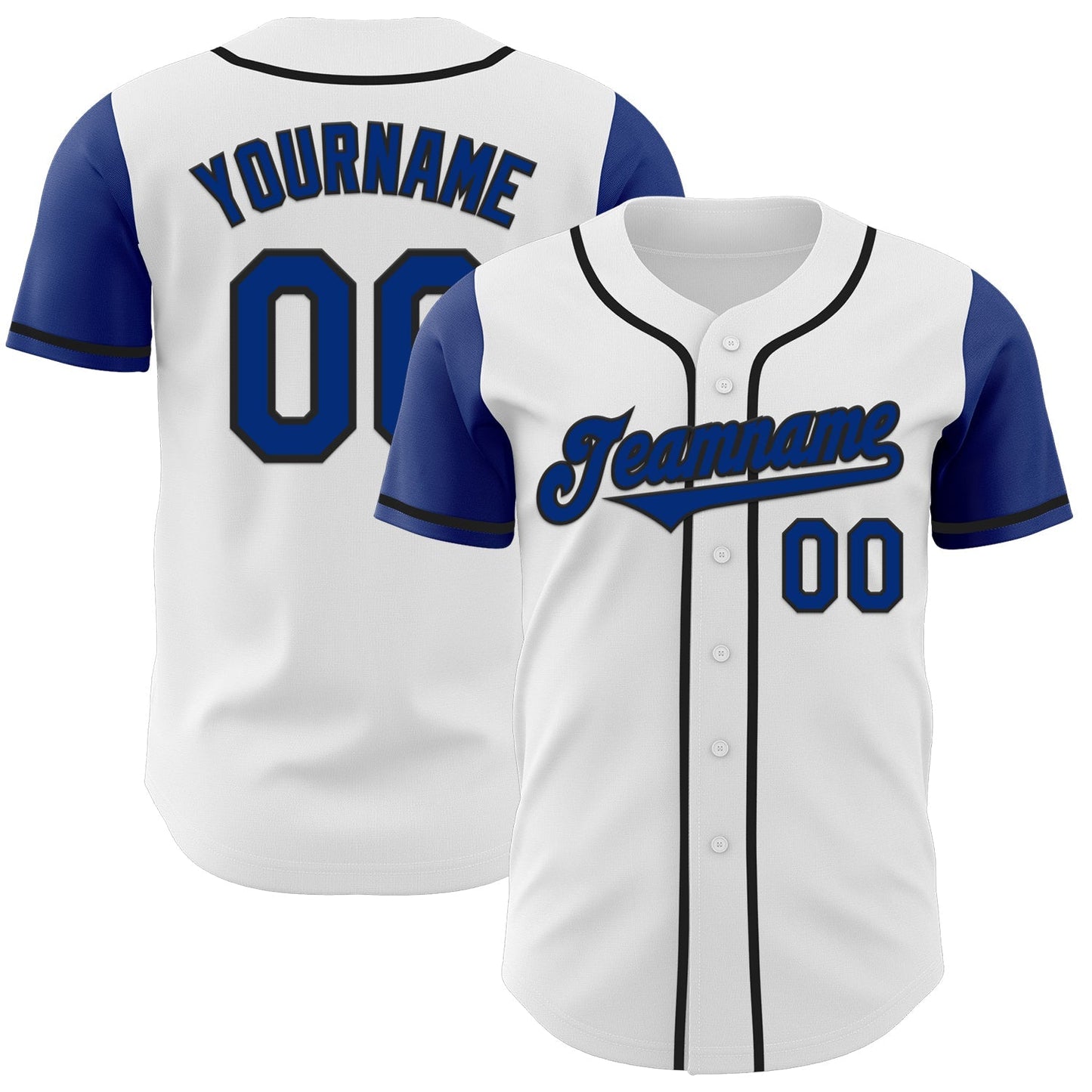 Custom White Royal-Black Authentic Two Tone Baseball Jersey baseball jersey product view 1