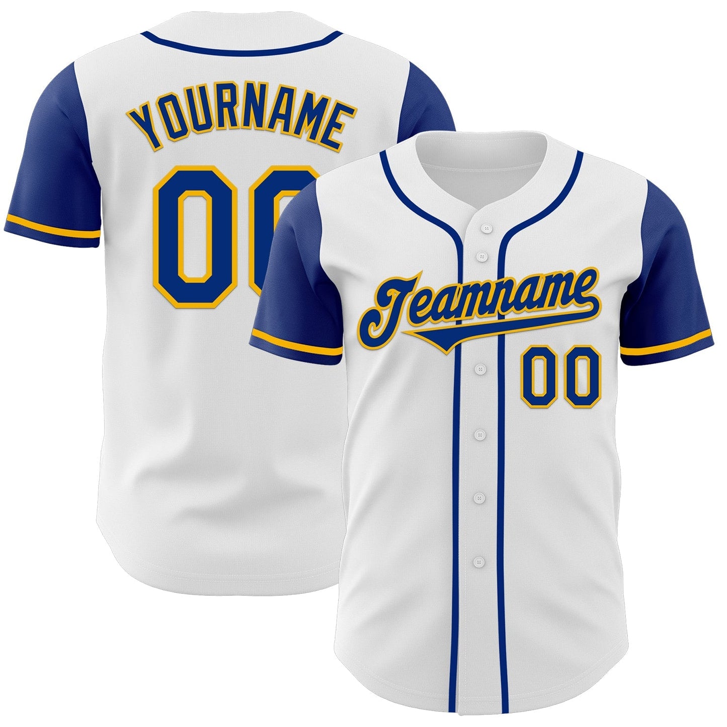 Custom White Royal-Gold Authentic Two Tone Baseball Jersey baseball jersey product view 1