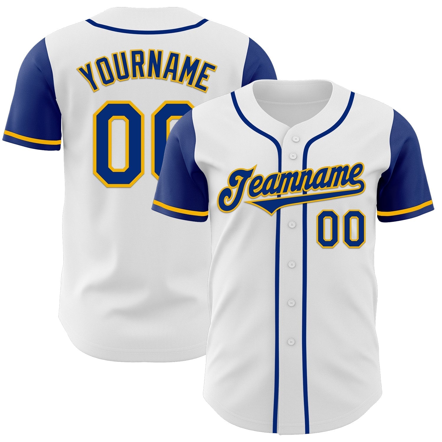 Custom White Royal-Gold Authentic Two Tone Baseball Jersey baseball jersey product view 1