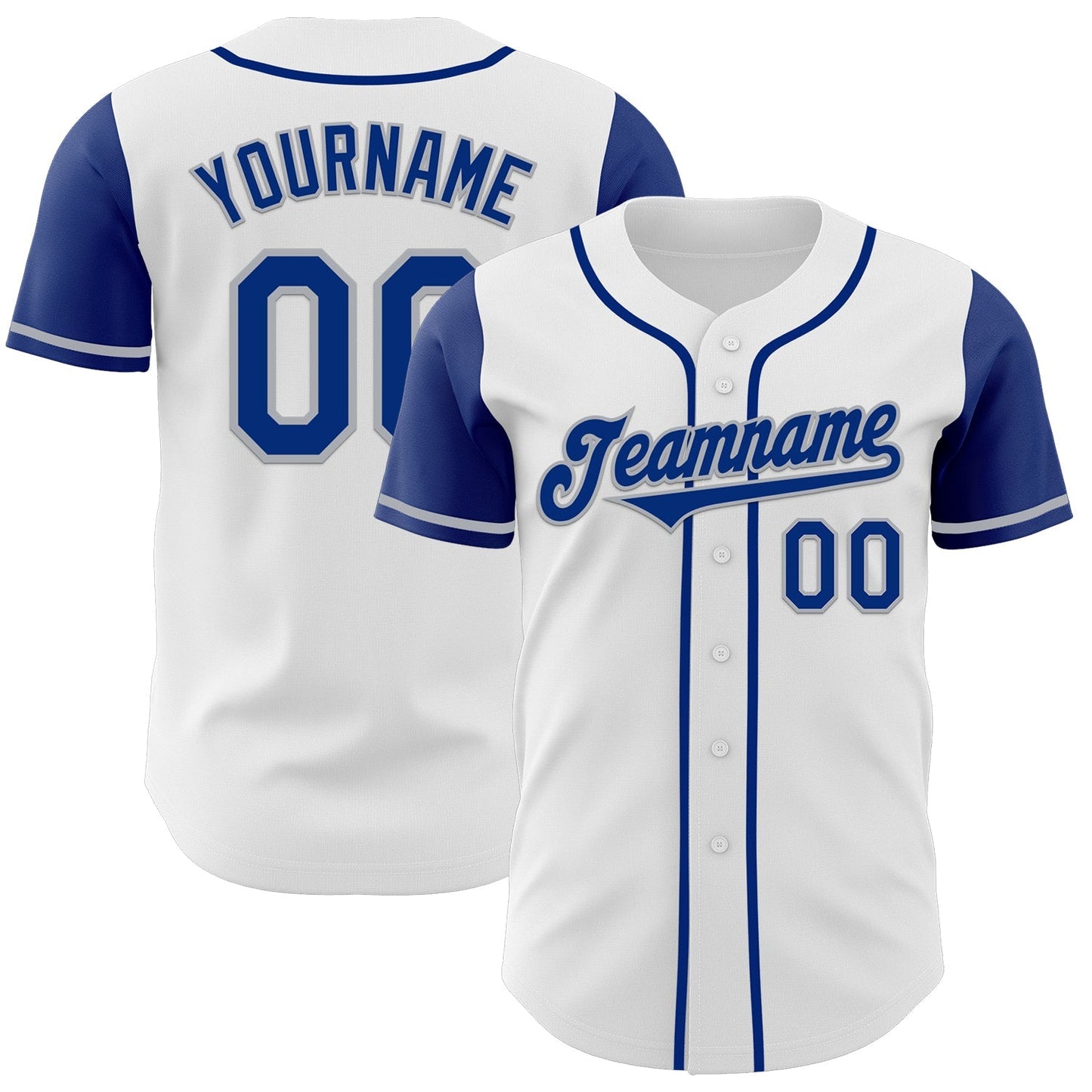 Custom White Royal-Gray Authentic Two Tone Baseball Jersey baseball jersey product view 1