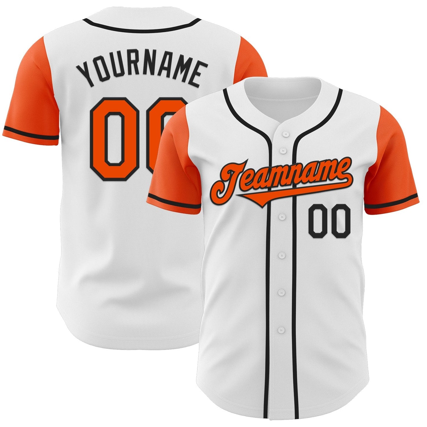 Custom White Orange-Black Authentic Two Tone Baseball Jersey baseball jersey product view 1