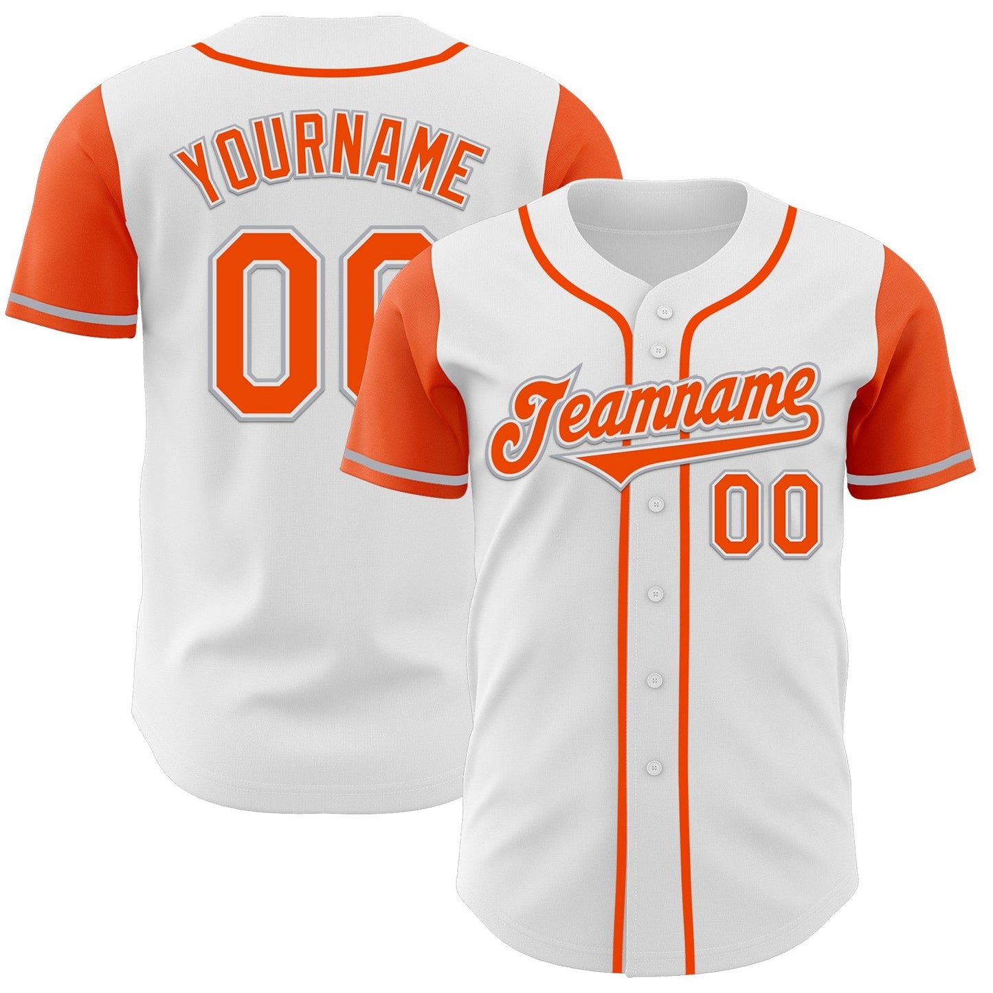 Custom White Orange-Gray Authentic Two Tone Baseball Jersey baseball jersey product view 1