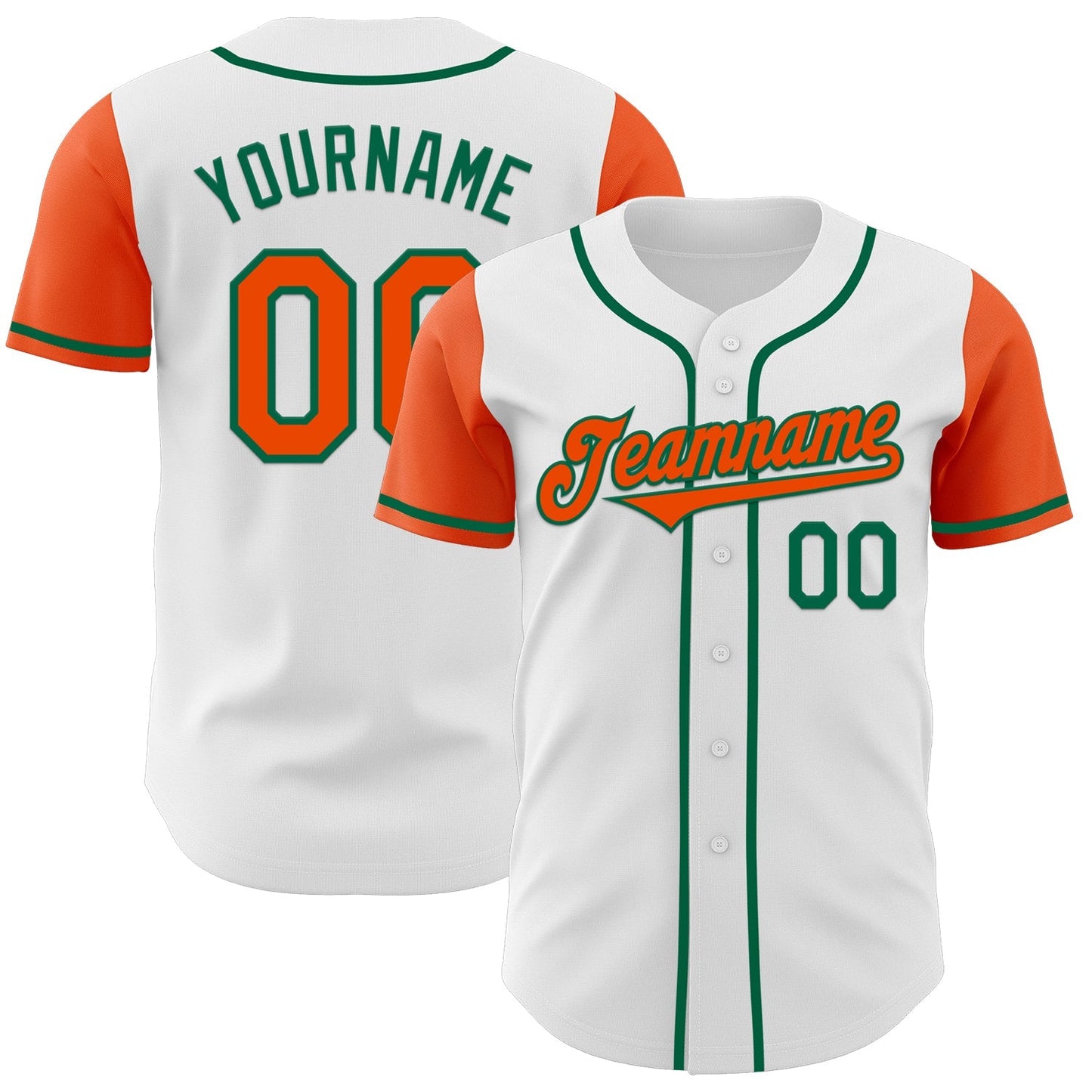 Custom White Orange-Kelly Green Authentic Two Tone Baseball Jersey baseball jersey product view 1