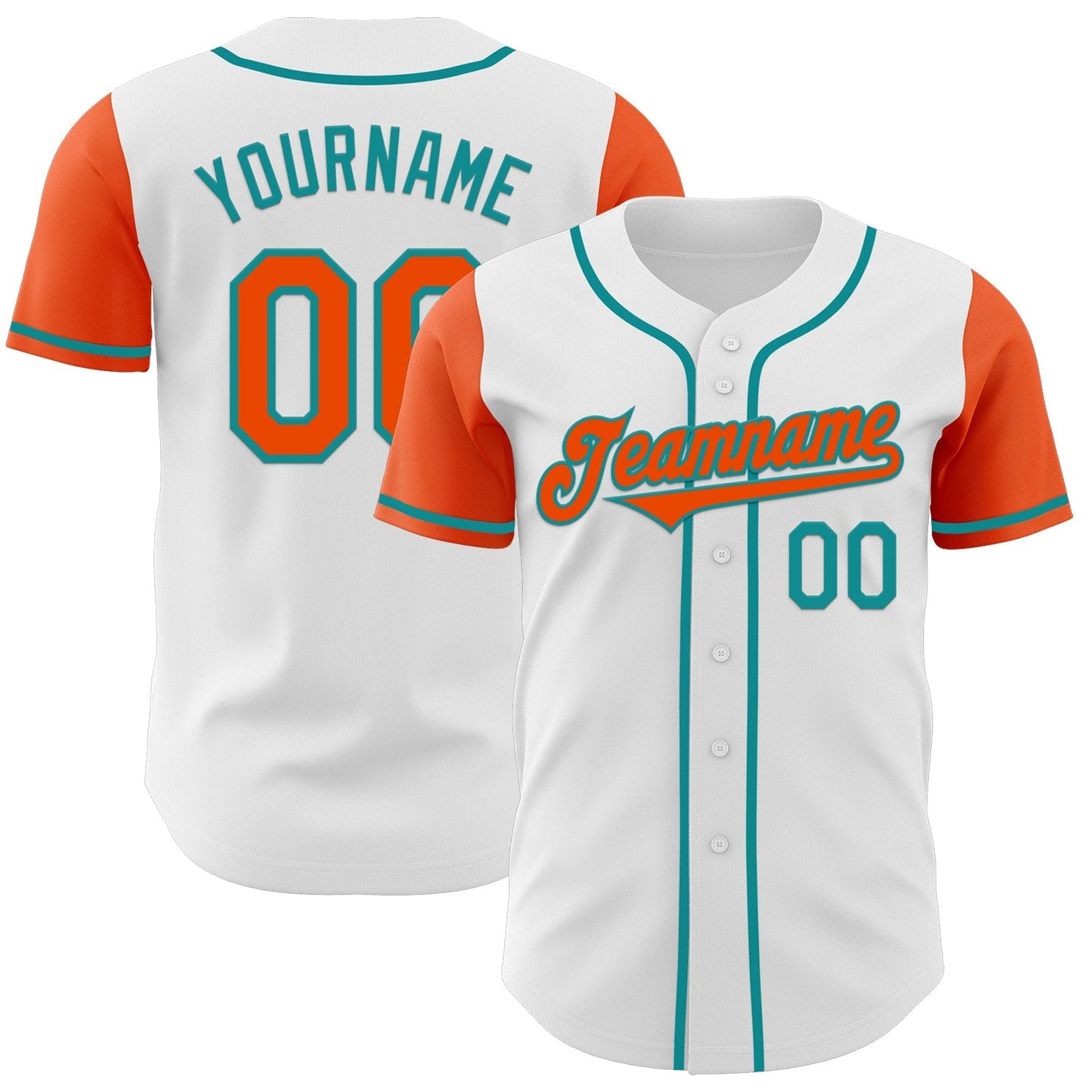 Custom White Orange-Teal Authentic Two Tone Baseball Jersey baseball jersey product view 1