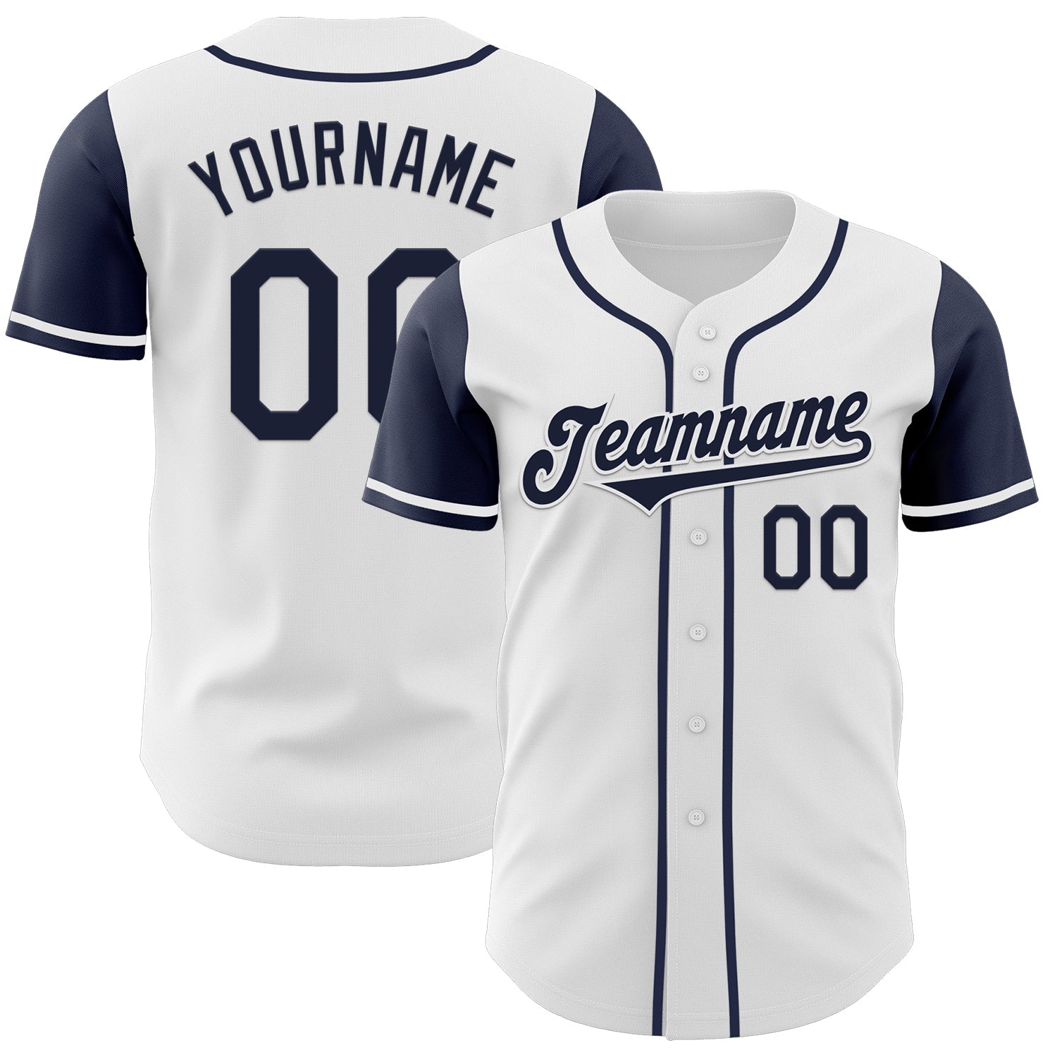 Custom White Navy Authentic Two Tone Baseball Jersey baseball jersey product view 1