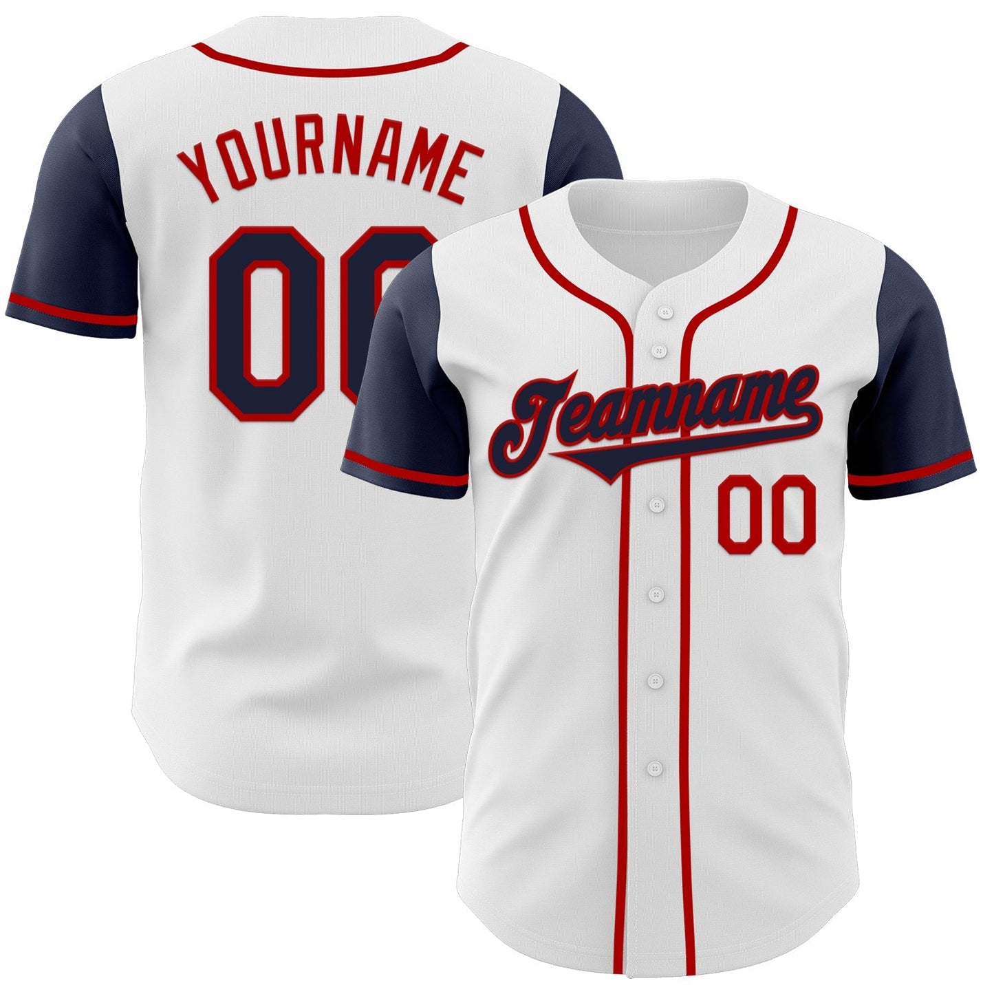 Custom White Navy-Red Authentic Two Tone Baseball Jersey baseball jersey product view 1