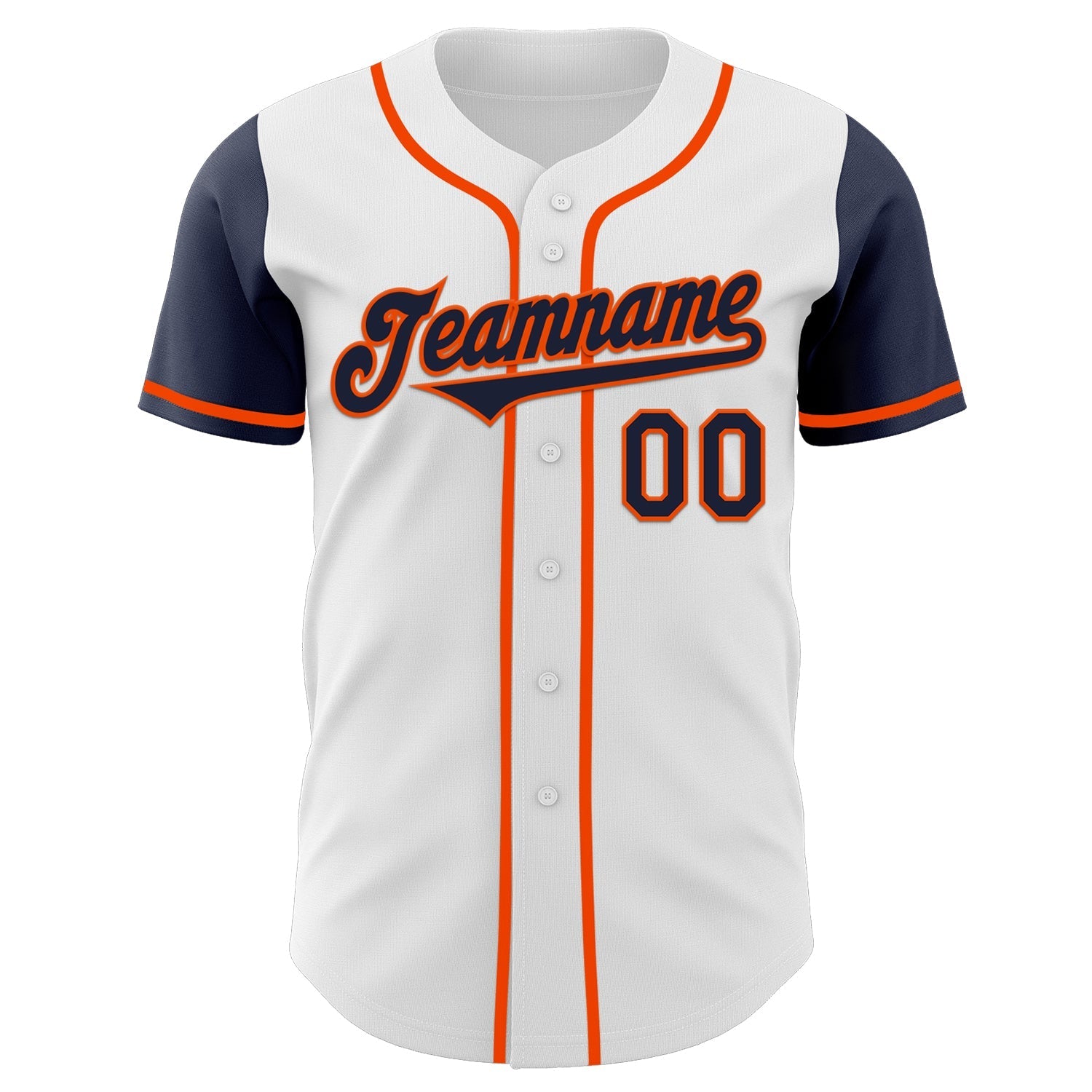 Custom White Navy-Orange Authentic Two Tone Baseball Jersey baseball jersey product view 2