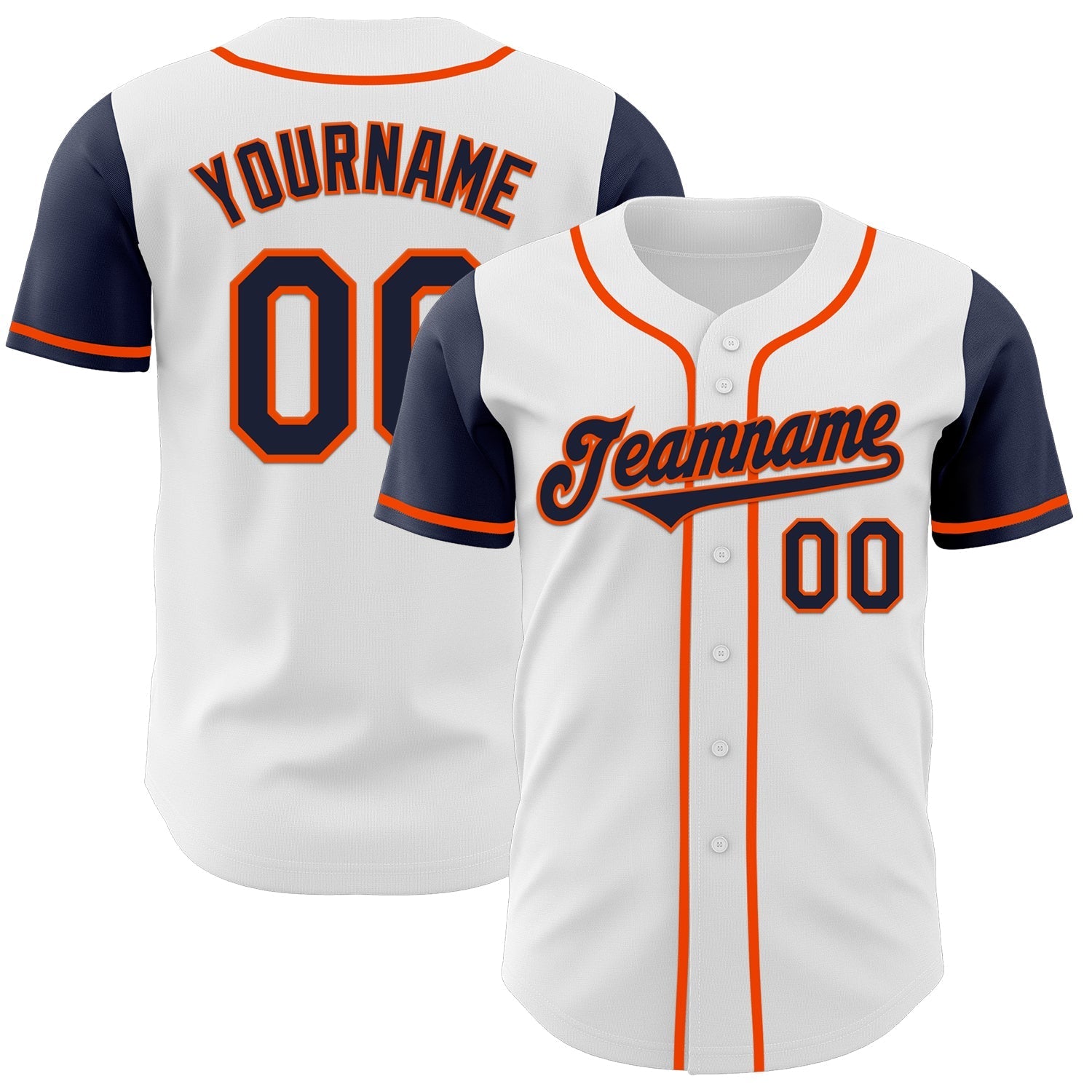 Custom White Navy-Orange Authentic Two Tone Baseball Jersey baseball jersey product view 1