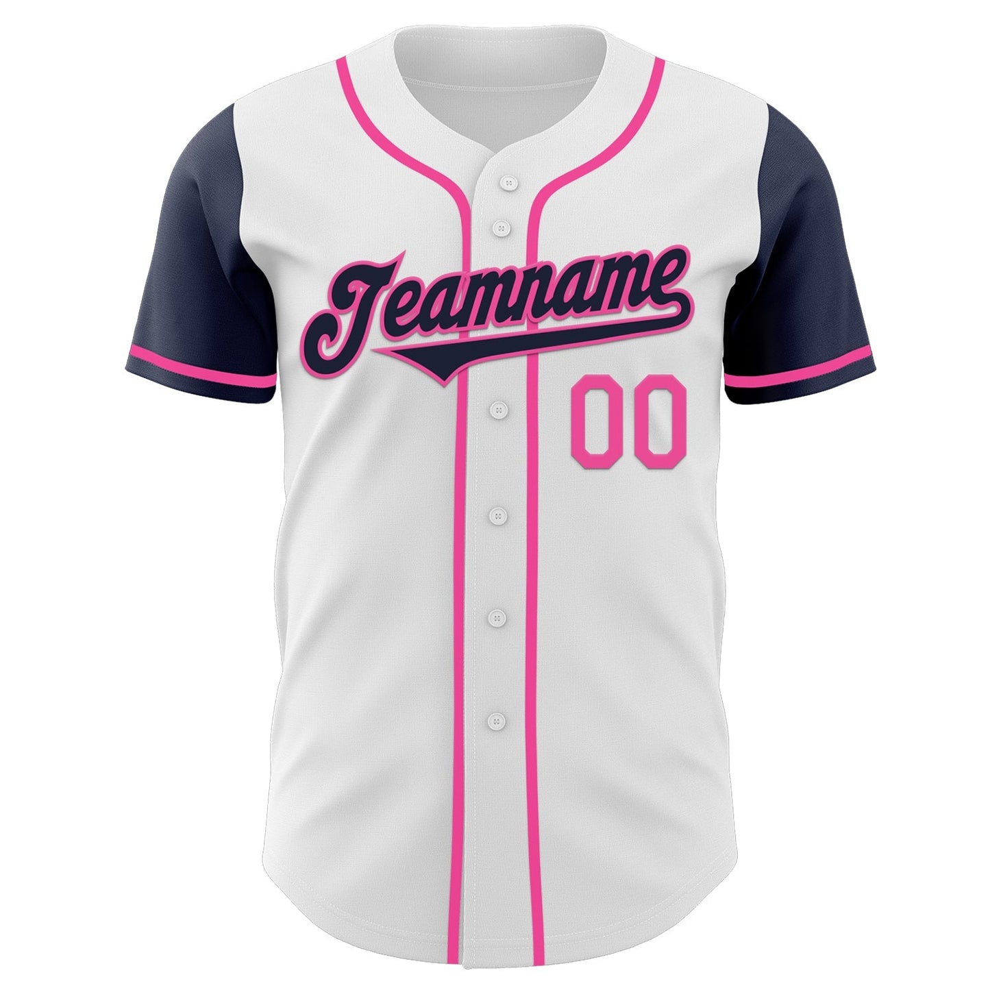 Custom White Navy-Pink Authentic Two Tone Baseball Jersey baseball jersey product view 2
