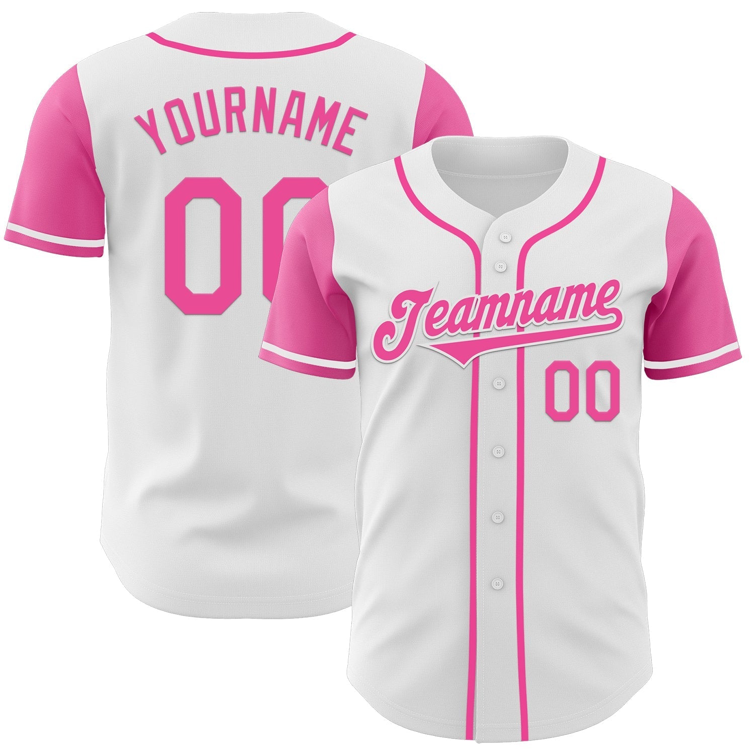 Custom White Pink Authentic Two Tone Baseball Jersey baseball jersey product view 1
